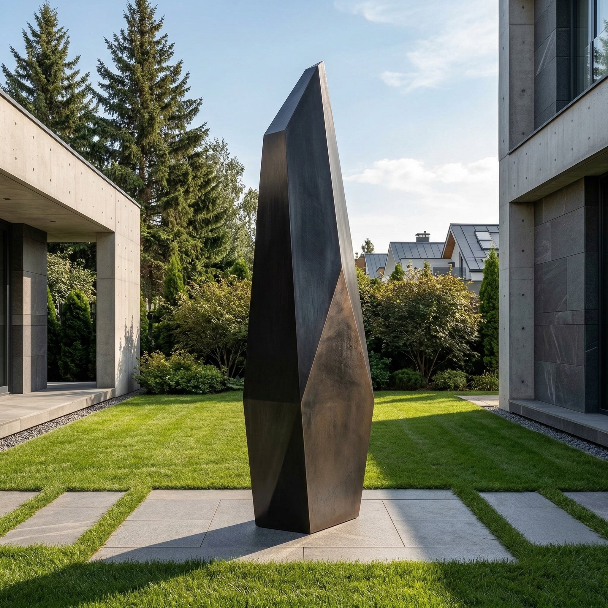 Vela-Stainless-Steel-Architectural-Geometric-Sculpture-Monolithic-Faceted-Shard-VSSSS-7423-02
