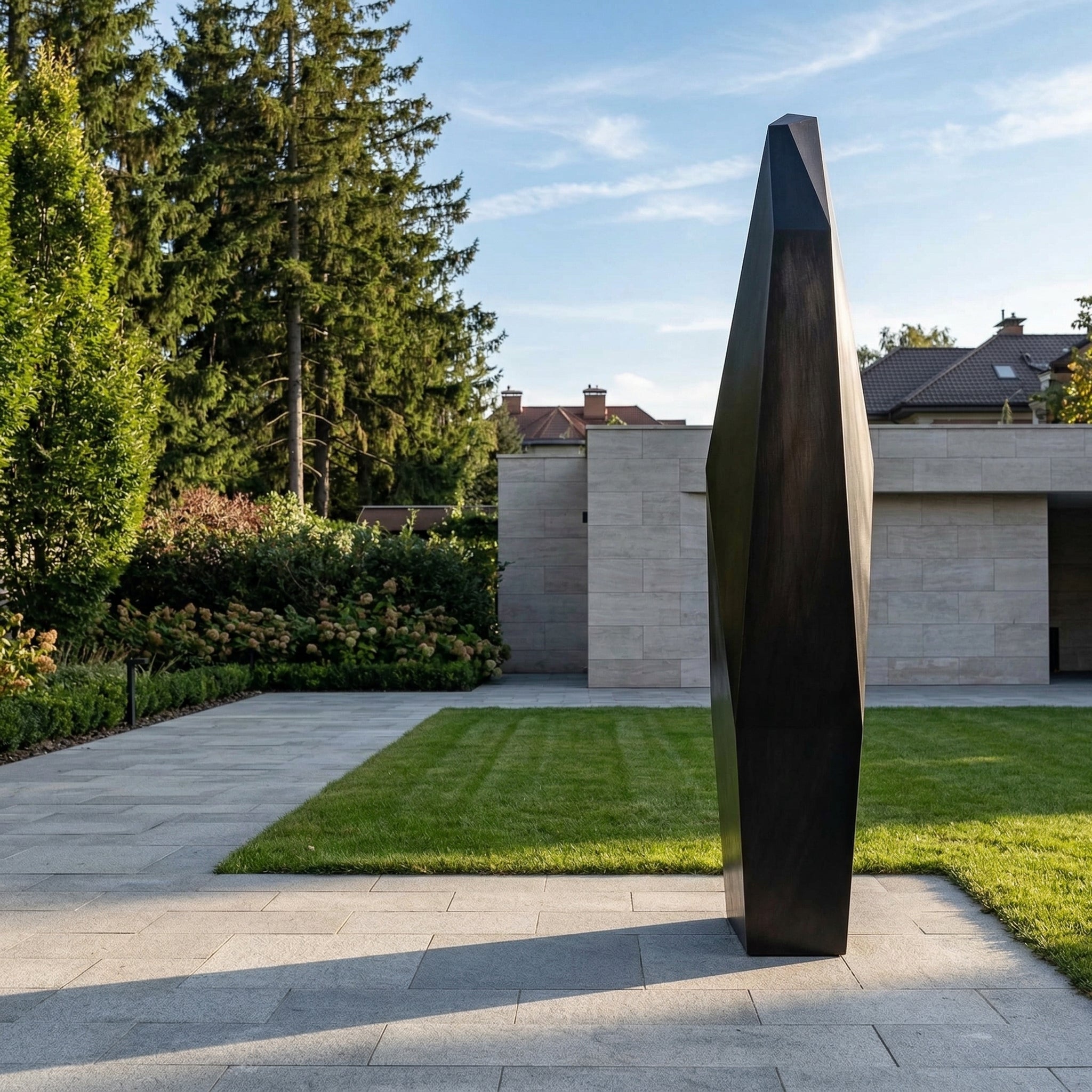 Vela-Stainless-Steel-Architectural-Geometric-Sculpture-Monolithic-Faceted-Shard-VSSSS-7423-03