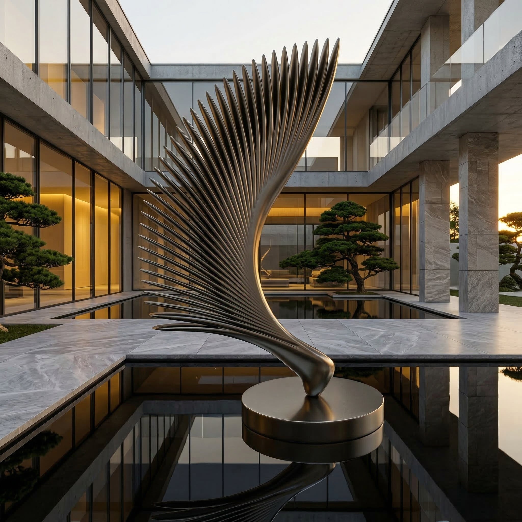 Vela-Stainless-Steel-Biomorphic-Architectural-Geometric-Sculpture-Wing-Sail-Unfolding-Leaf-VSSSS-2461-02
