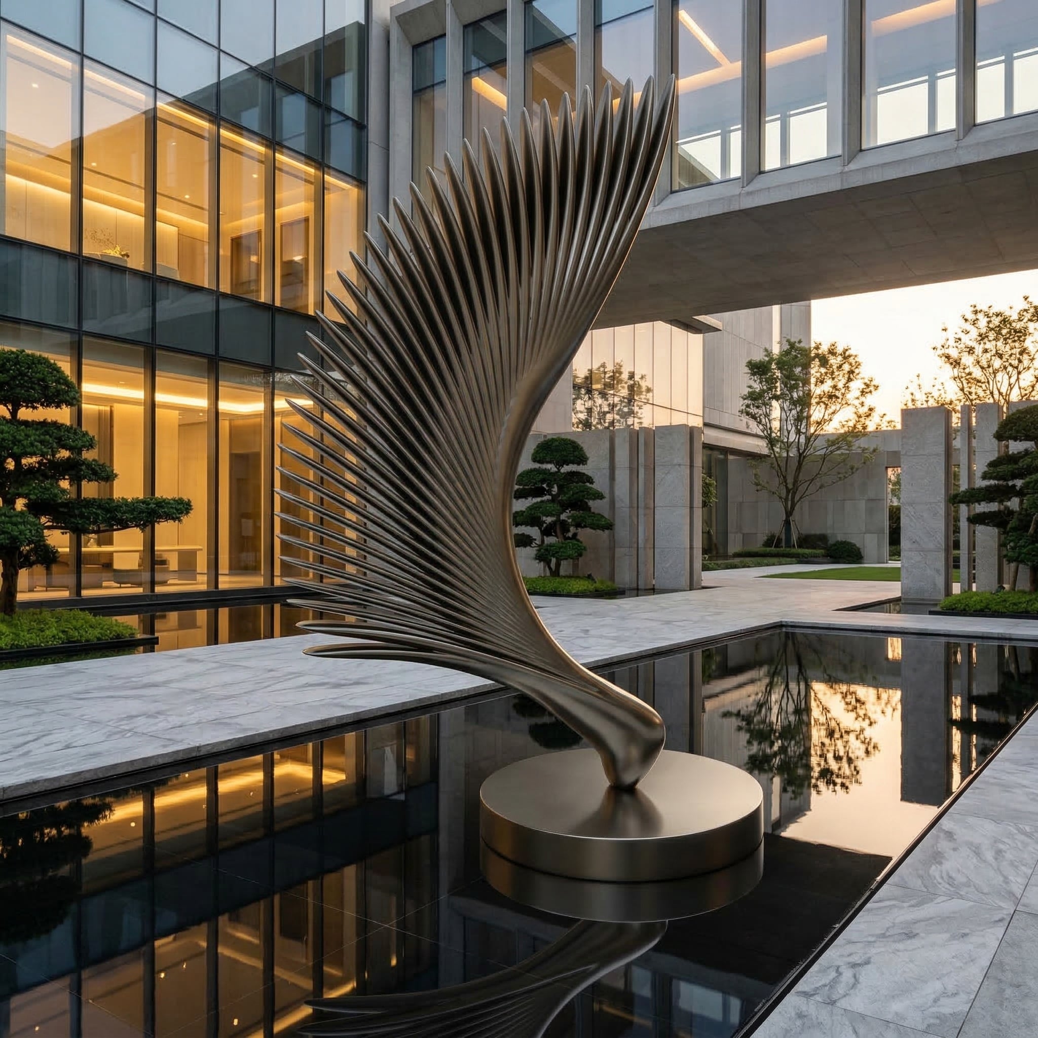 Vela-Stainless-Steel-Biomorphic-Architectural-Geometric-Sculpture-Wing-Sail-Unfolding-Leaf-VSSSS-2461-03