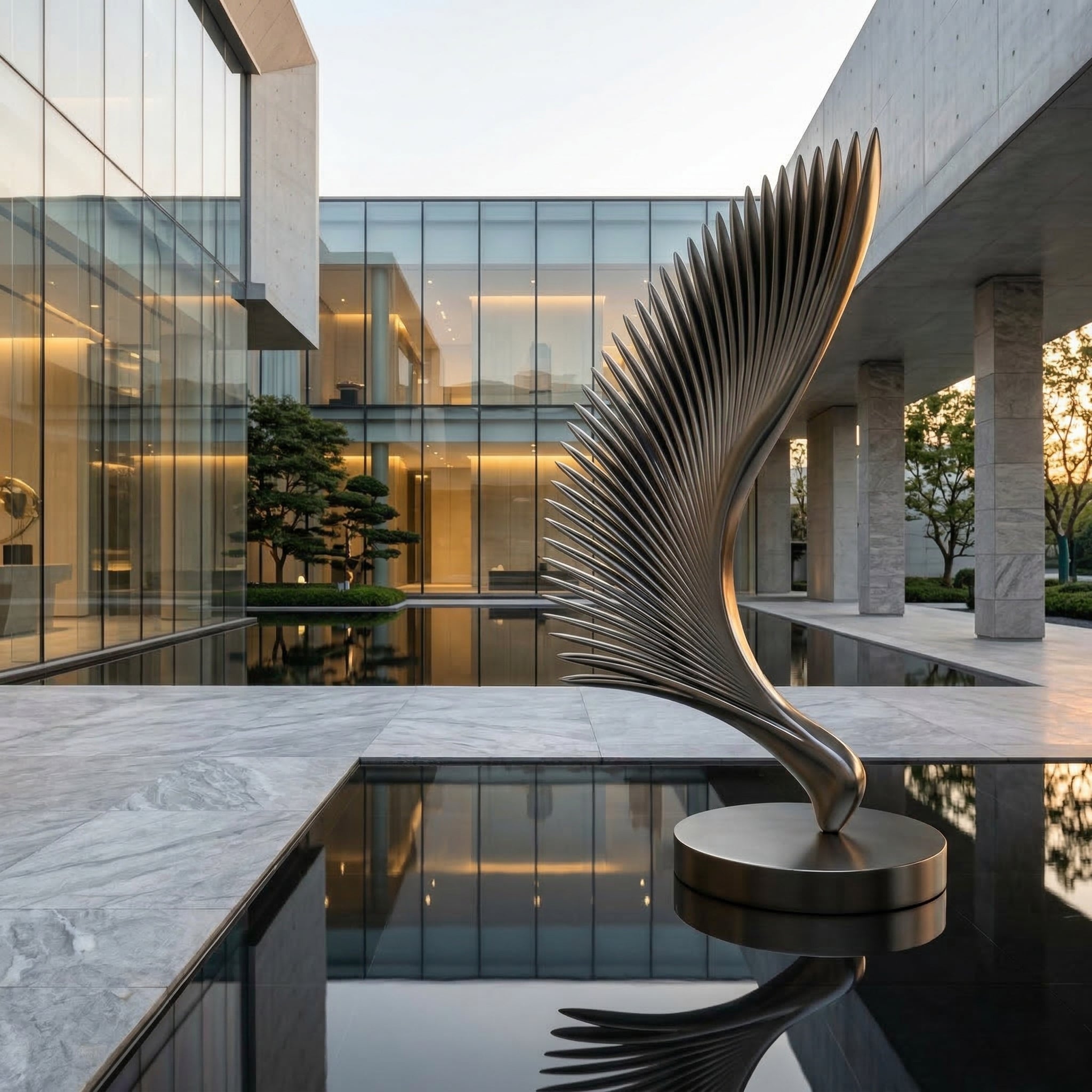 Vela-Stainless-Steel-Biomorphic-Architectural-Geometric-Sculpture-Wing-Sail-Unfolding-Leaf-VSSSS-2461-04