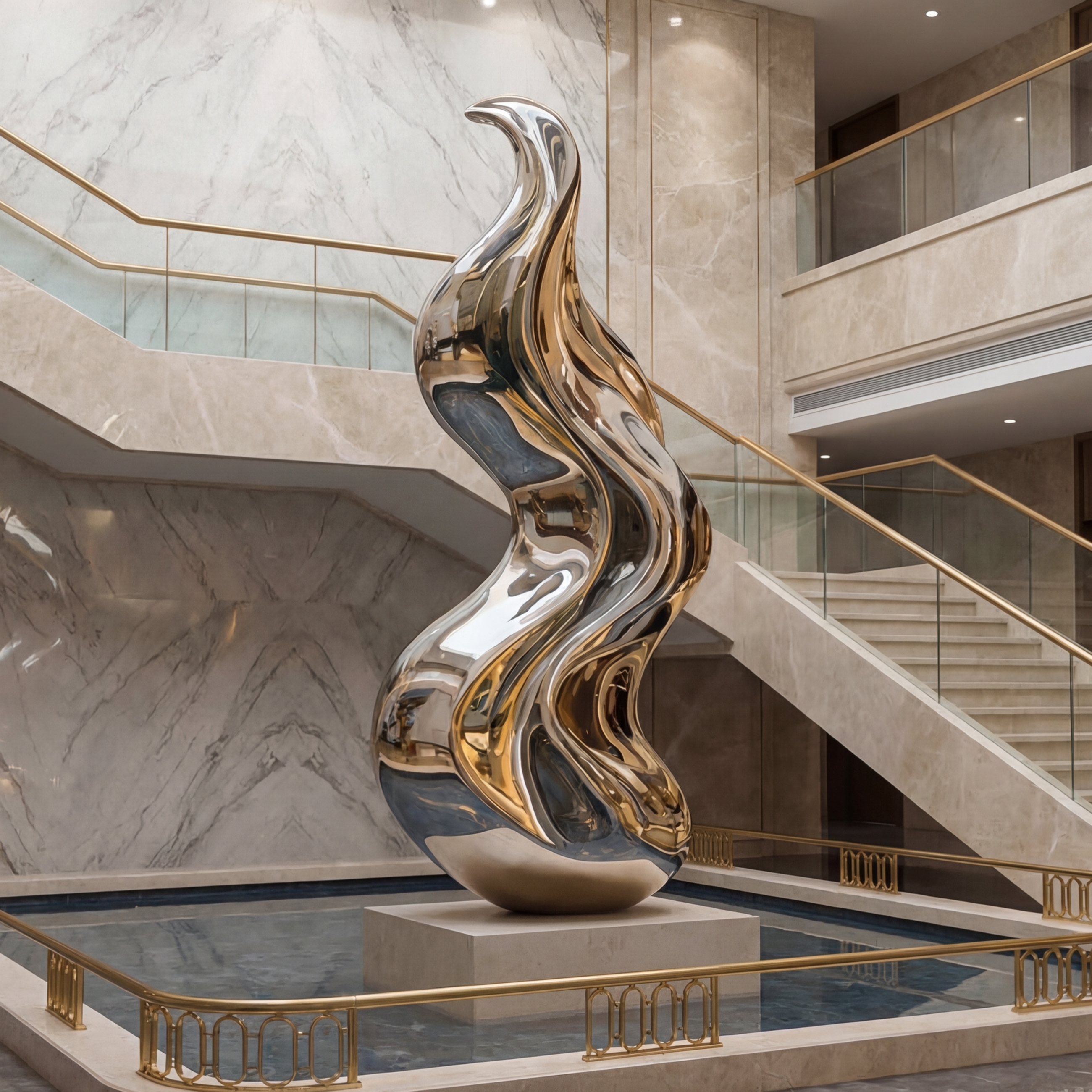 Vela-Stainless-Steel-Biomorphic-Flame-Sculpture-Double-Height-Foyer-SSSS-6941-03