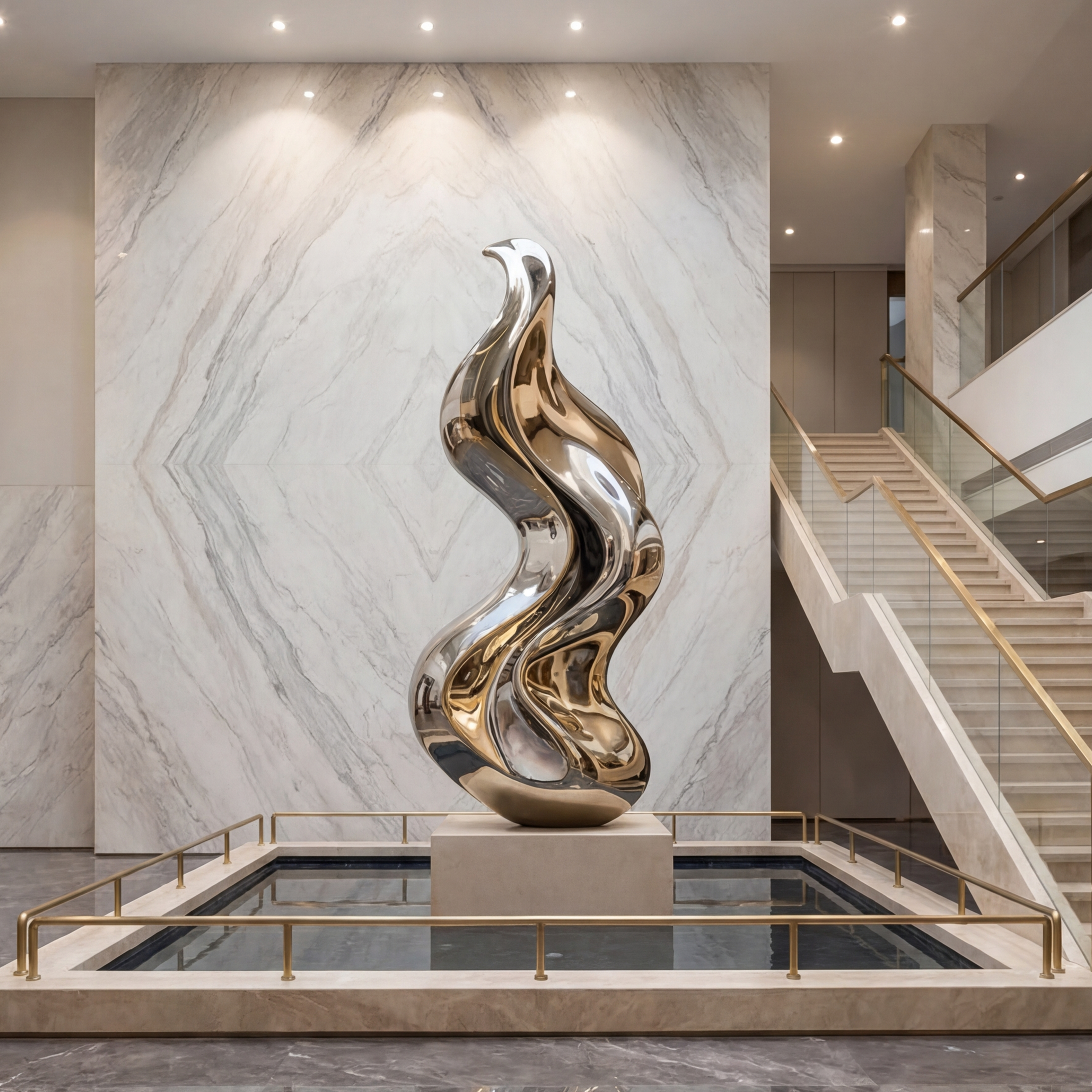 Vela-Stainless-Steel-Biomorphic-Flame-Sculpture-Double-Height-Foyer-SSSS-6941-05