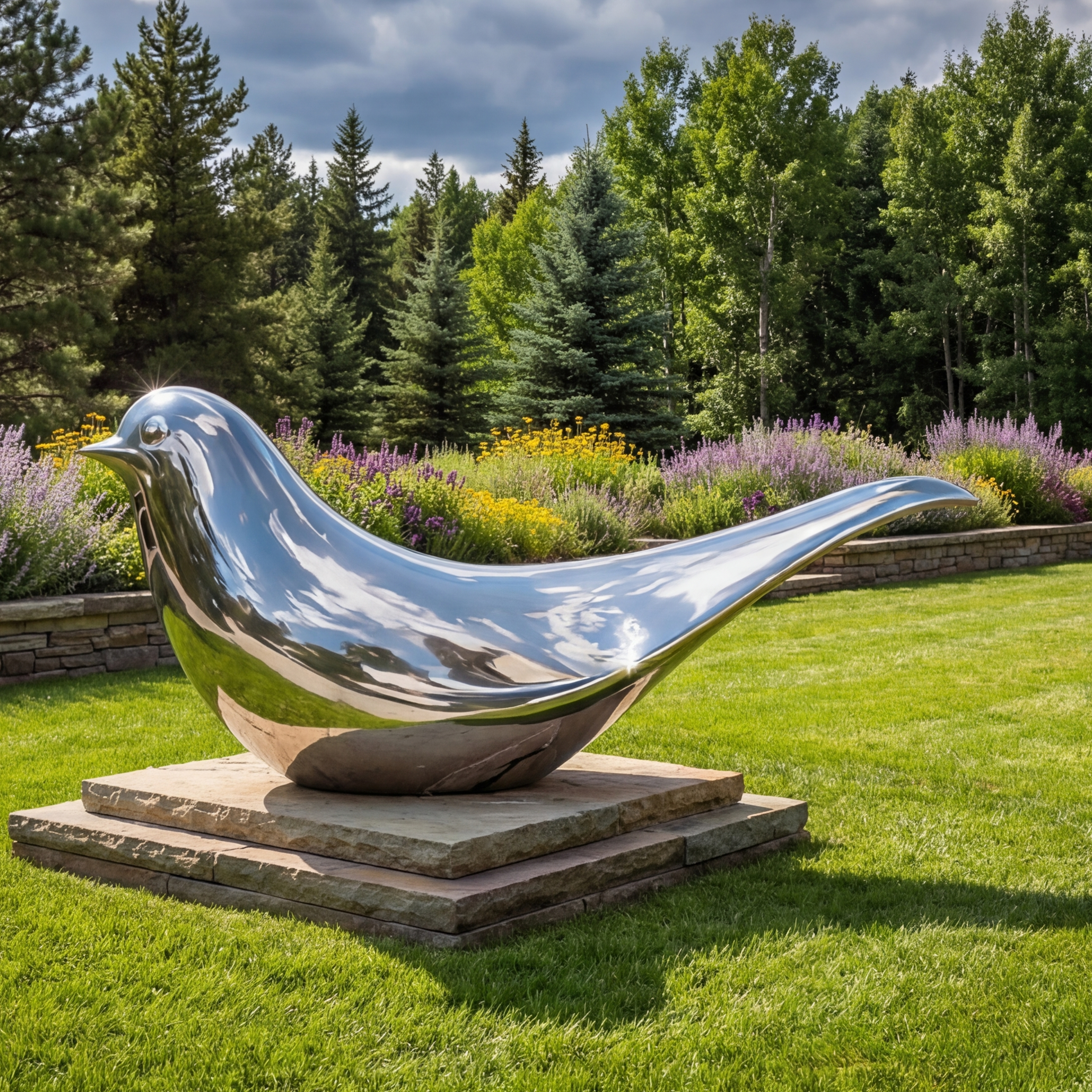 Vela-Stainless-Steel-Bird-Sculpture-Garden-Plinth-VSSSS-284-01