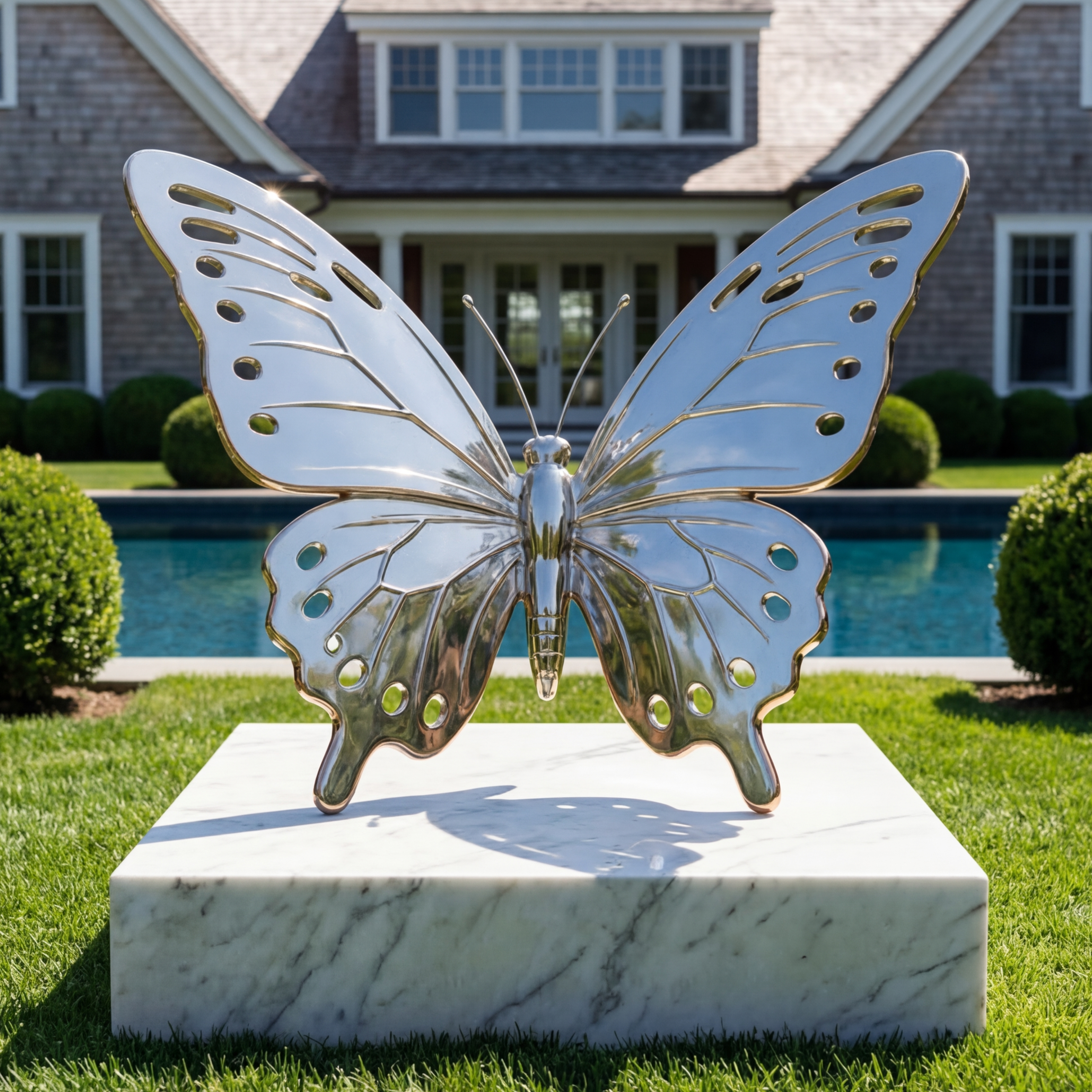 Vela Stainless Steel Butterfly Sculpture Pierced Wing Symmetry VSSSS-4731