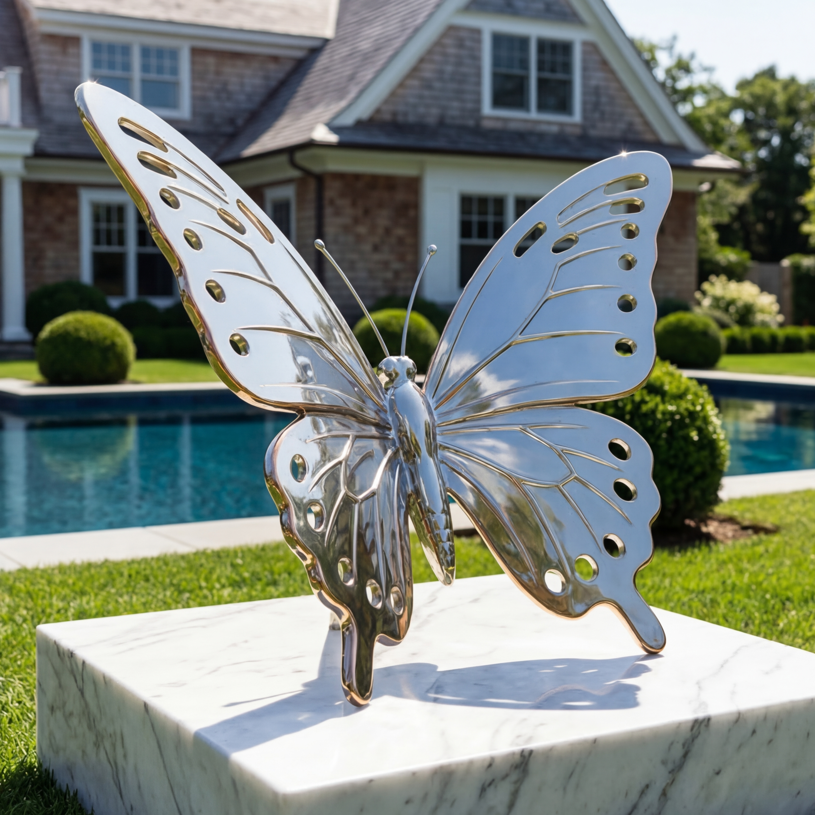 Vela Stainless Steel Butterfly Sculpture Pierced Wing Symmetry VSSSS-4731