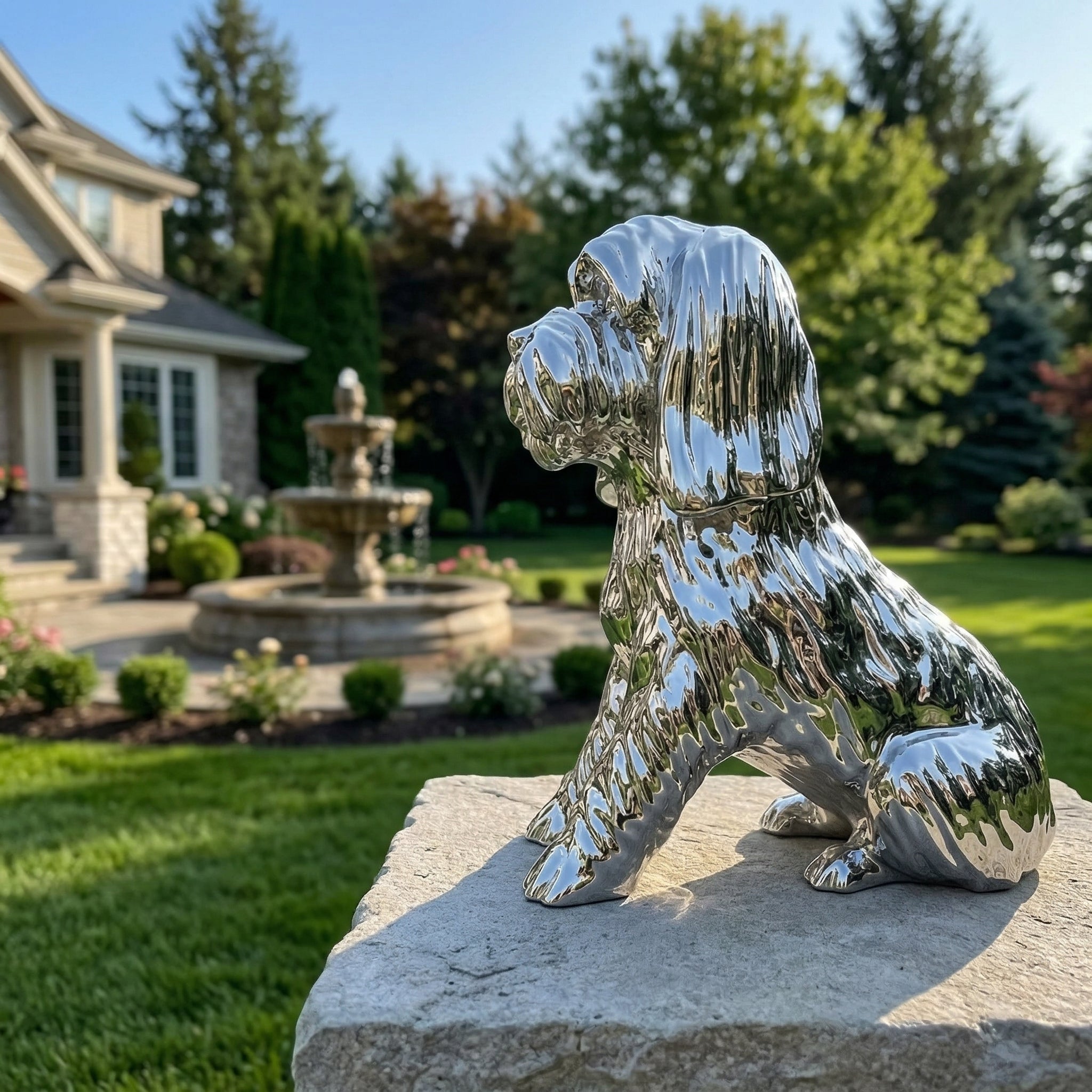 Vela-Stainless-Steel-Dog-Sculpture-Garden-Pedestal-VSSSS-845-03