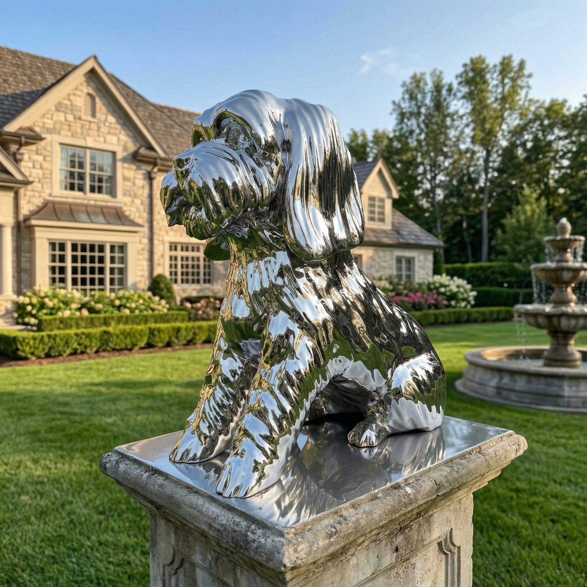 Vela-Stainless-Steel-Dog-Sculpture-Garden-Pedestal-VSSSS-845-04