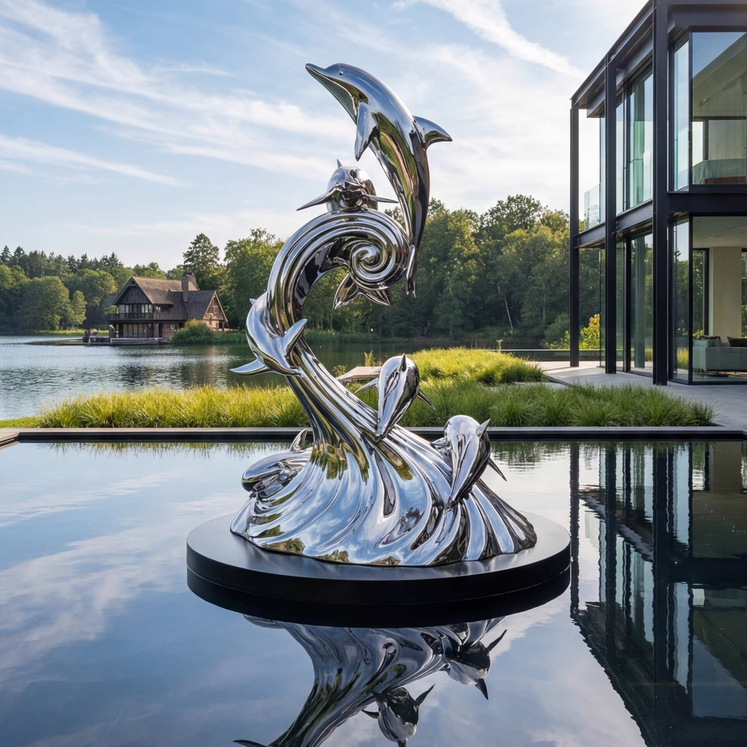 Vela-Stainless-Steel-Dolphin-Inspired-Marine-Form-Sculpture-Vertical-Skyward-SSSS-3072-02