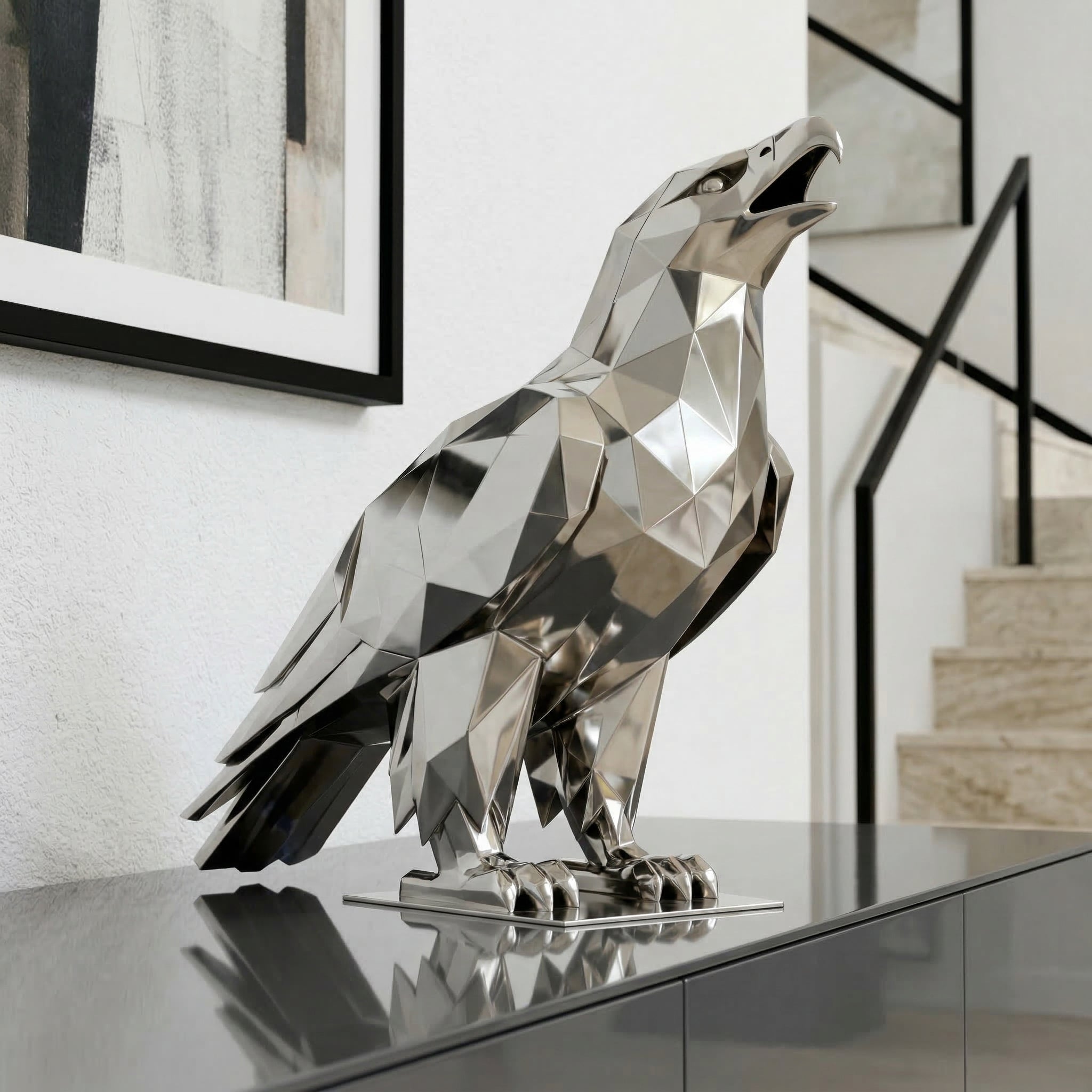 Vela-Stainless-Steel-Eagle-Sculpture-Faceted-Tabletop-VSSSS-6732-01