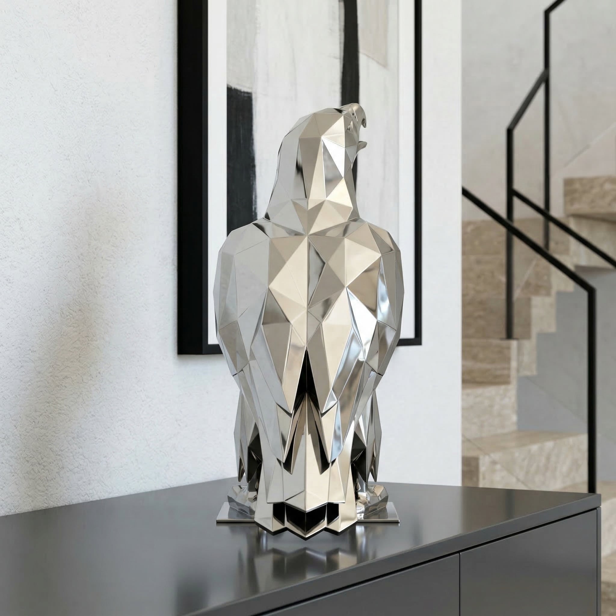 Vela-Stainless-Steel-Eagle-Sculpture-Faceted-Tabletop-VSSSS-6732-02