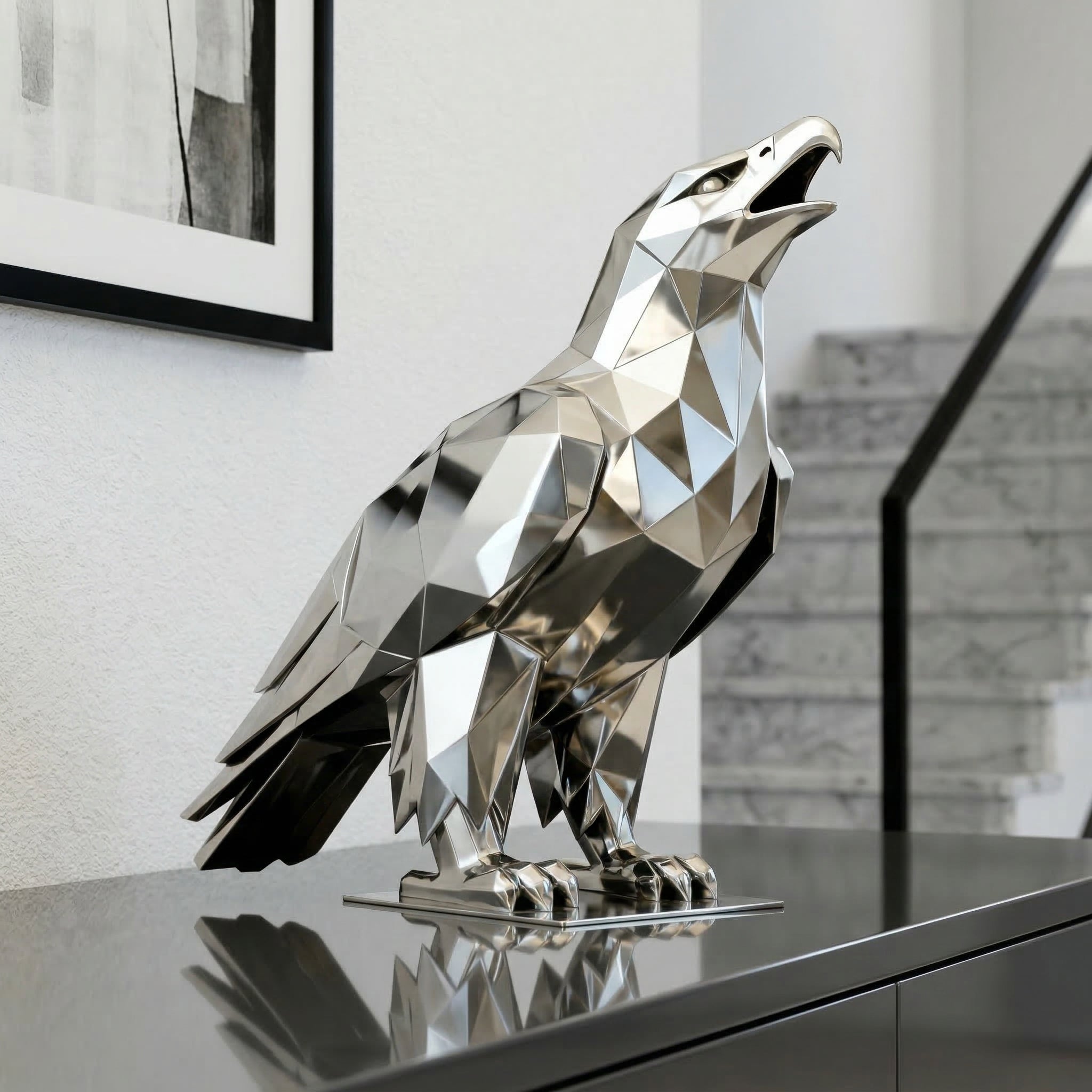 Vela-Stainless-Steel-Eagle-Sculpture-Faceted-Tabletop-VSSSS-6732-03
