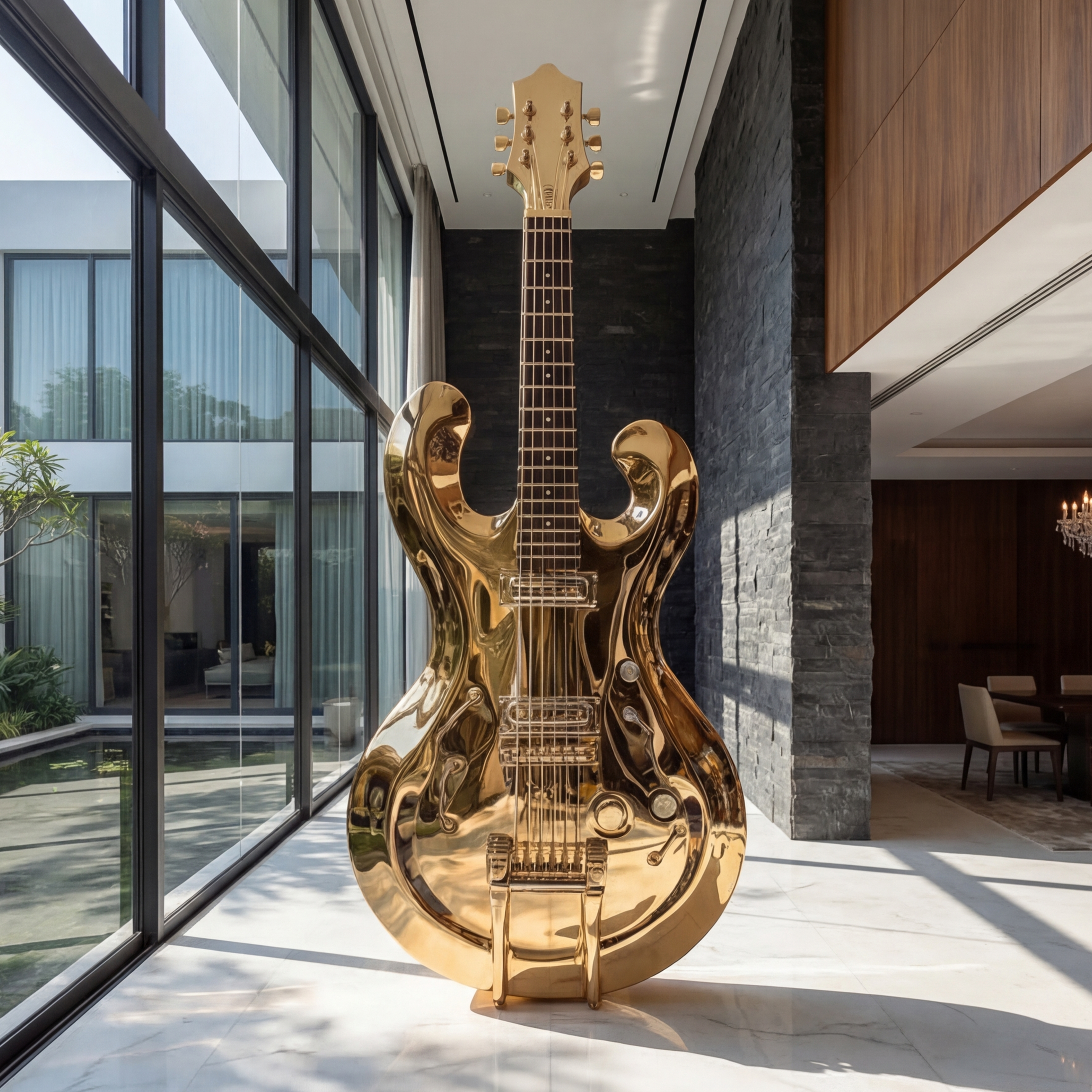 Vela Stainless Steel Electric Guitar Sculpture Floor Piece VSSSS-7391