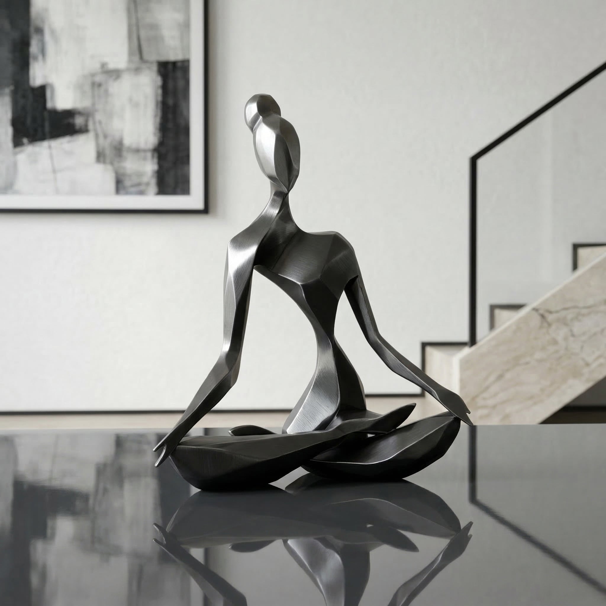 Vela-Stainless-Steel-Figurative-Meditative-Seated-Sculpture-Faceted-Plane-VSSSS-7642-01