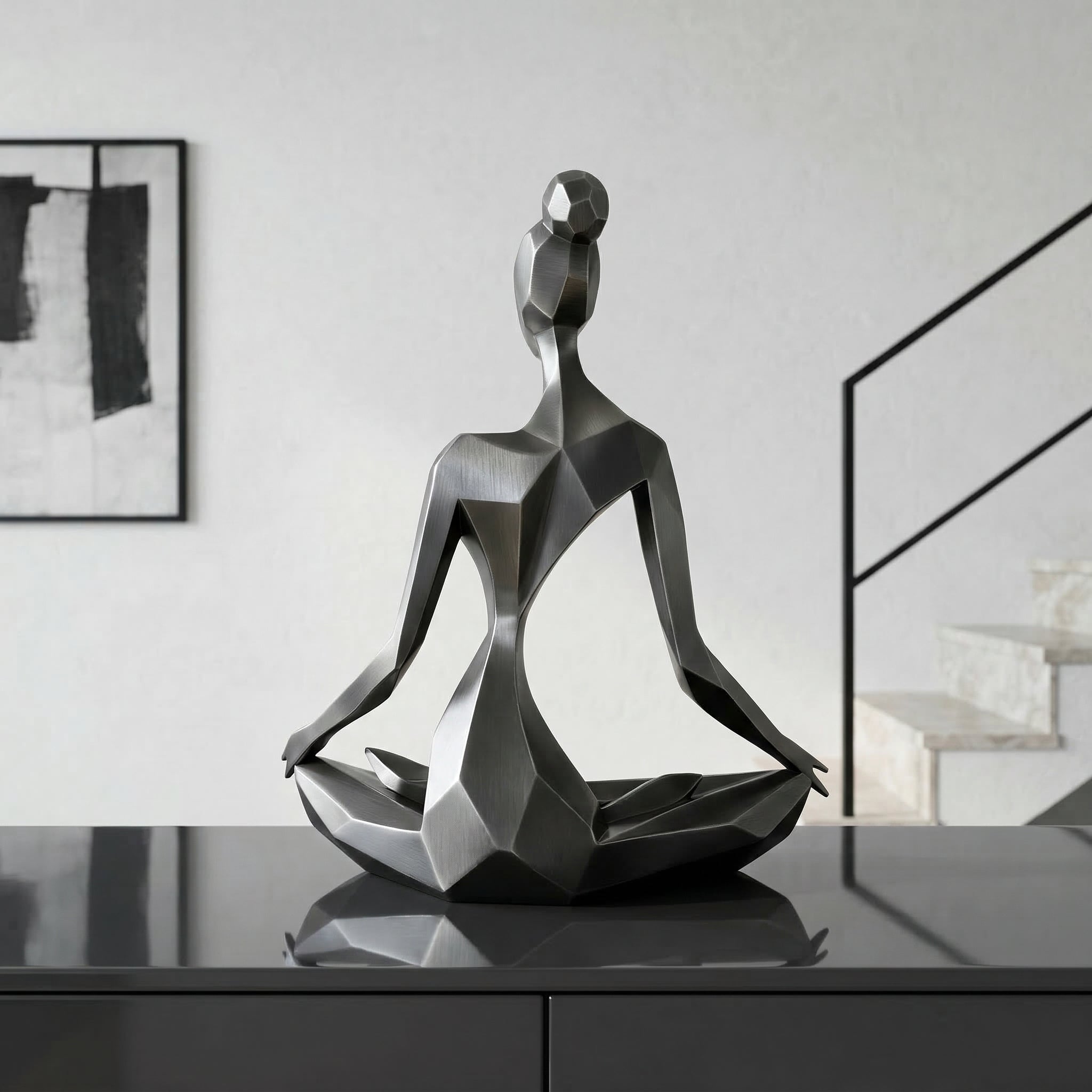 Vela-Stainless-Steel-Figurative-Meditative-Seated-Sculpture-Faceted-Plane-VSSSS-7642-02