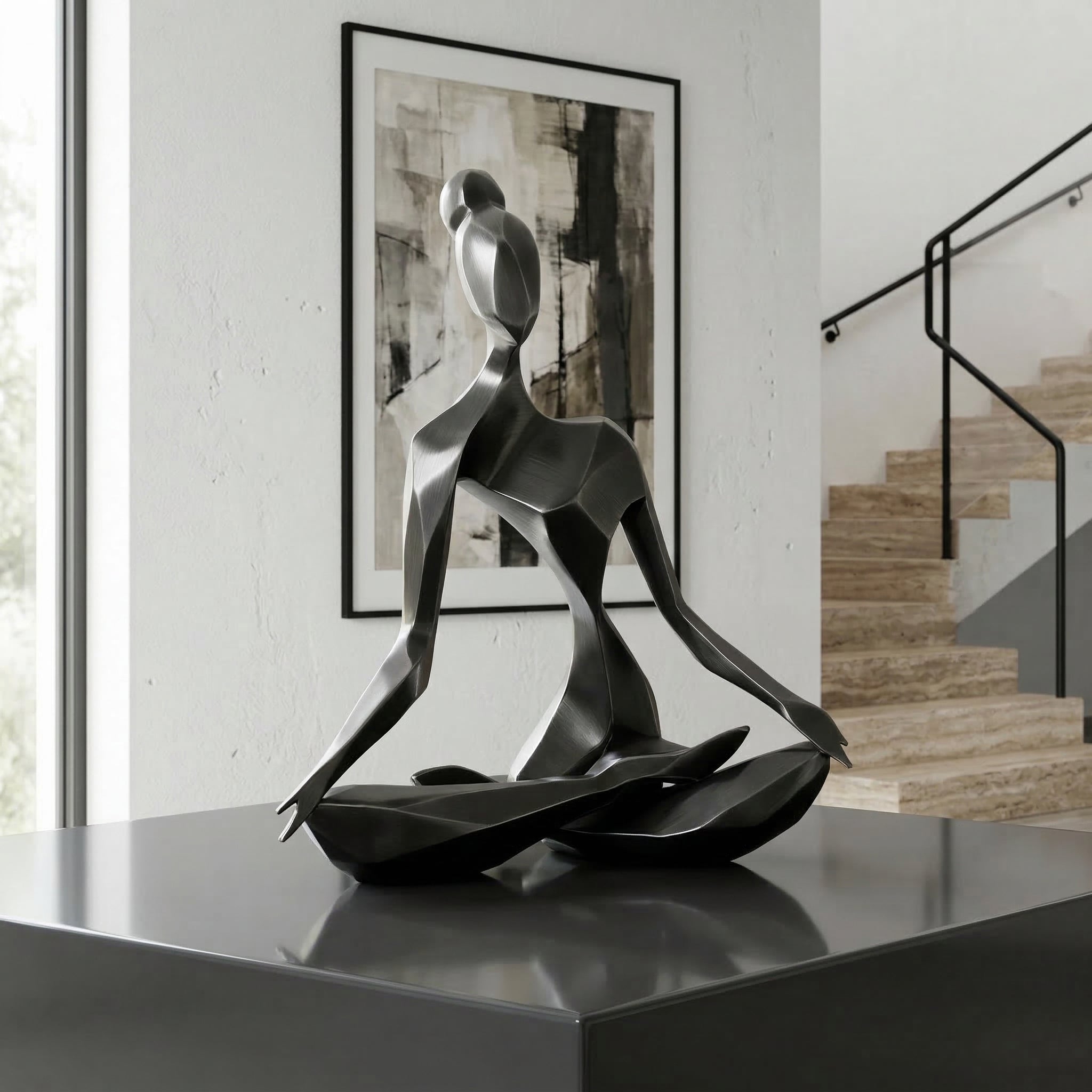 Vela-Stainless-Steel-Figurative-Meditative-Seated-Sculpture-Faceted-Plane-VSSSS-7642-05