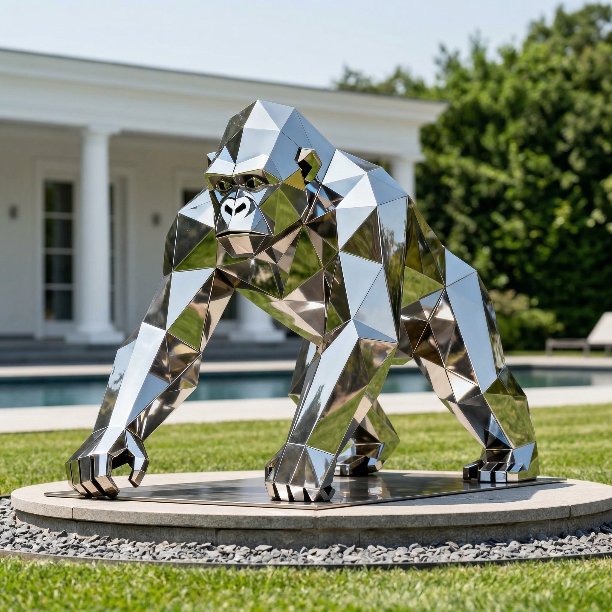 Vela-Stainless-Steel-Gorilla-Sculpture-Low-Poly-Poolside-VSSSS-824-01
