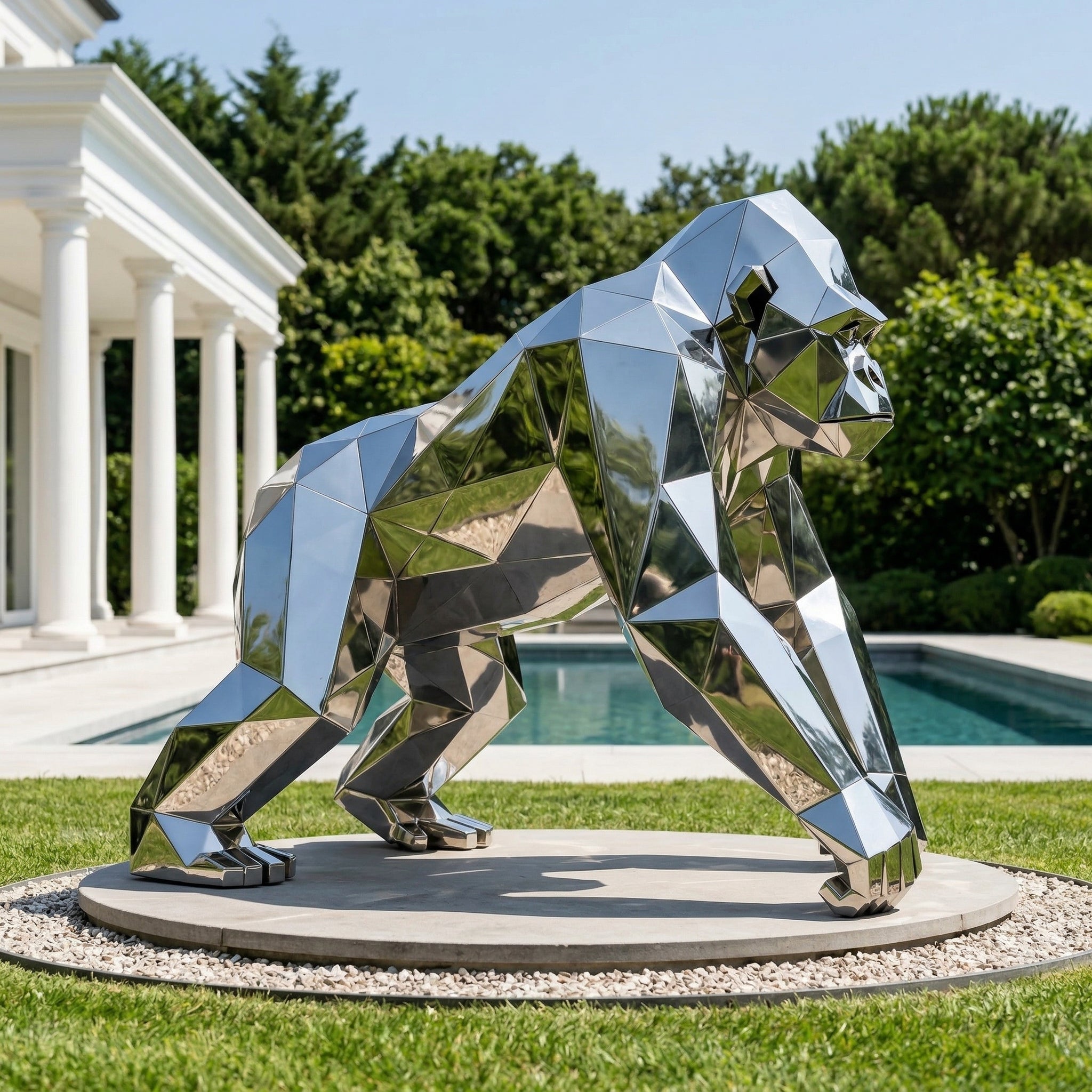 Vela-Stainless-Steel-Gorilla-Sculpture-Low-Poly-Poolside-VSSSS-824-03