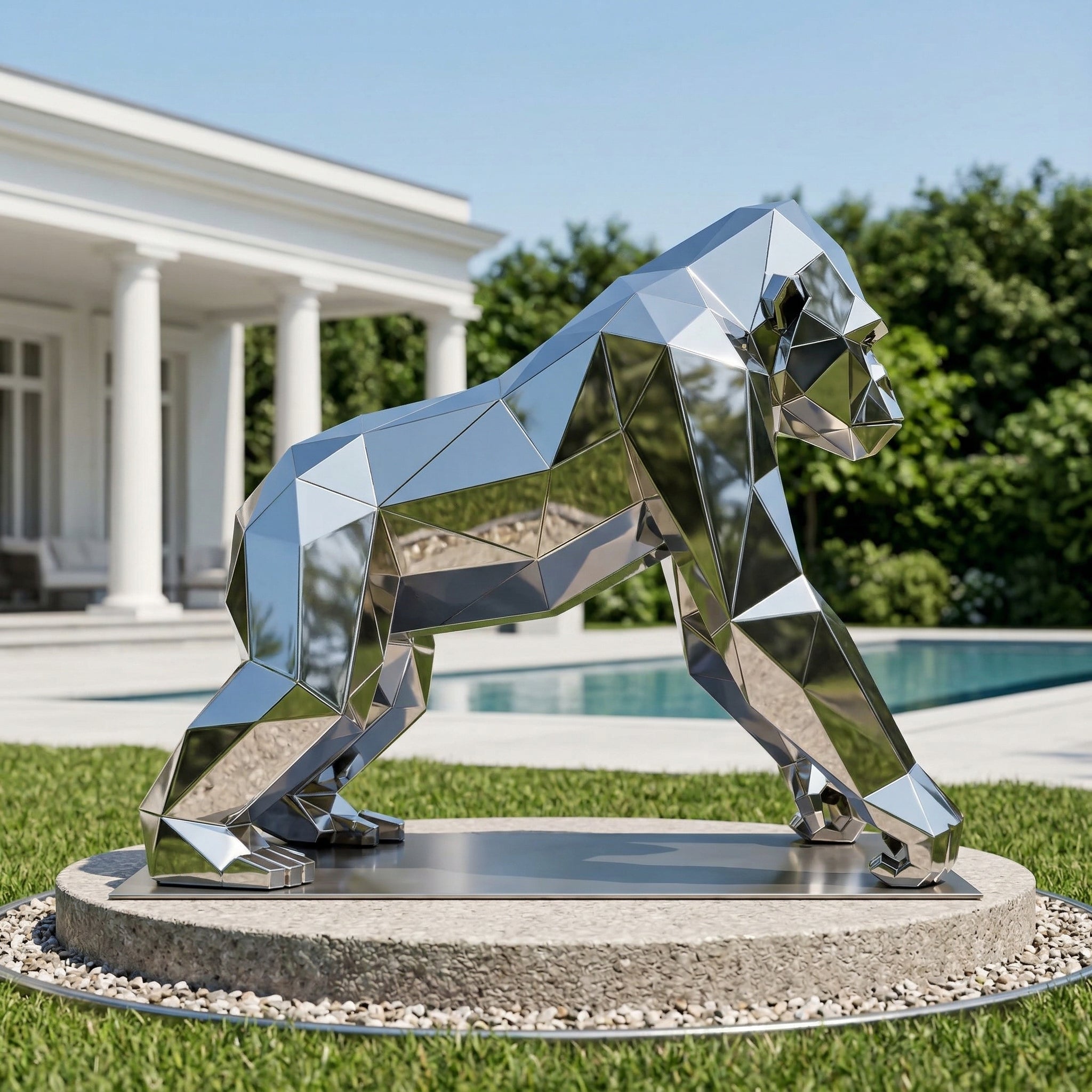 Vela-Stainless-Steel-Gorilla-Sculpture-Low-Poly-Poolside-VSSSS-824-04