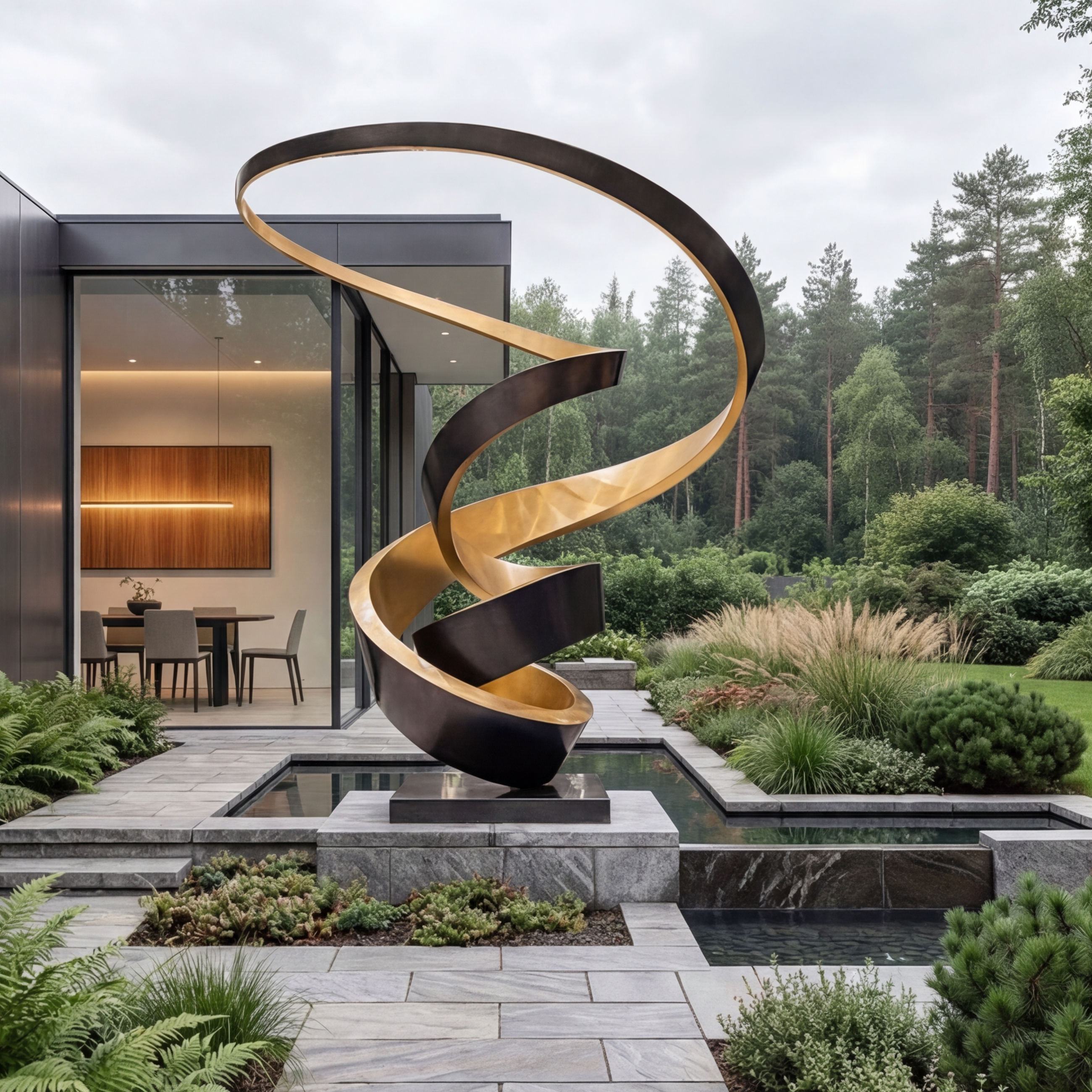 Vela Stainless Steel Infinity Flow Sculpture Ribbon Spiral VSSSS-3584