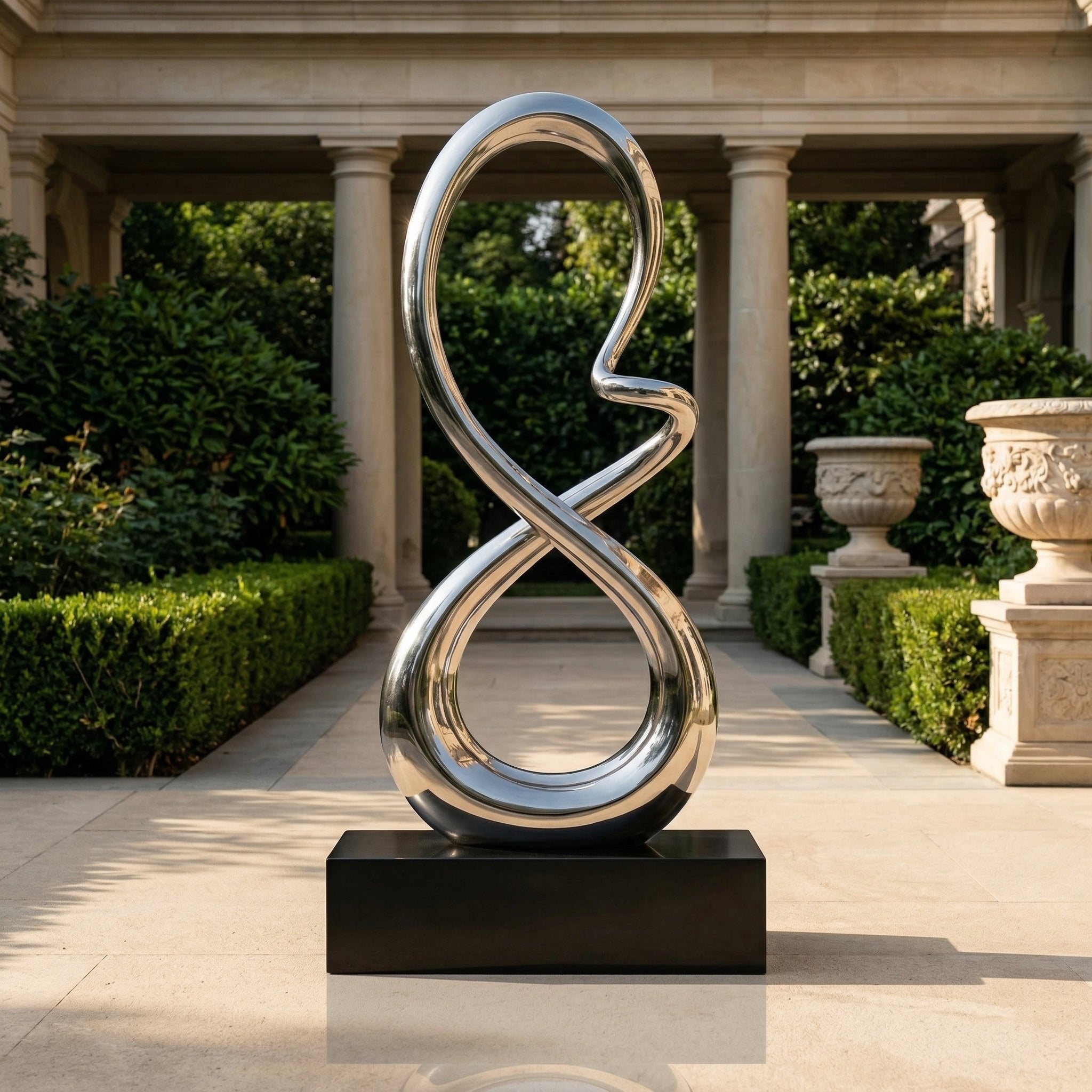 Vela-Stainless-Steel-Infinity-Loop-Sculpture-Tabletop-Plinth-VSSSS-1297-02