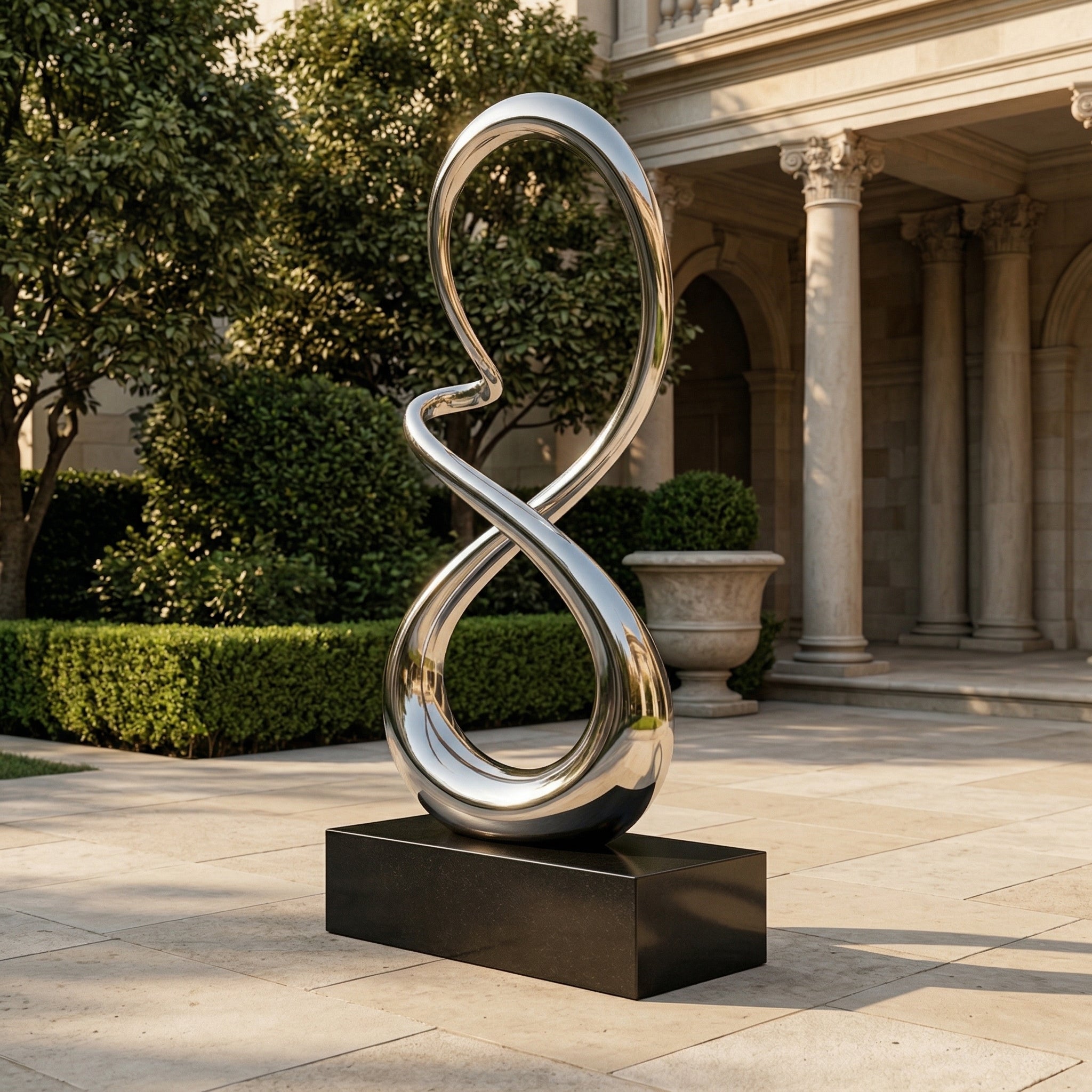 Vela-Stainless-Steel-Infinity-Loop-Sculpture-Tabletop-Plinth-VSSSS-1297-04