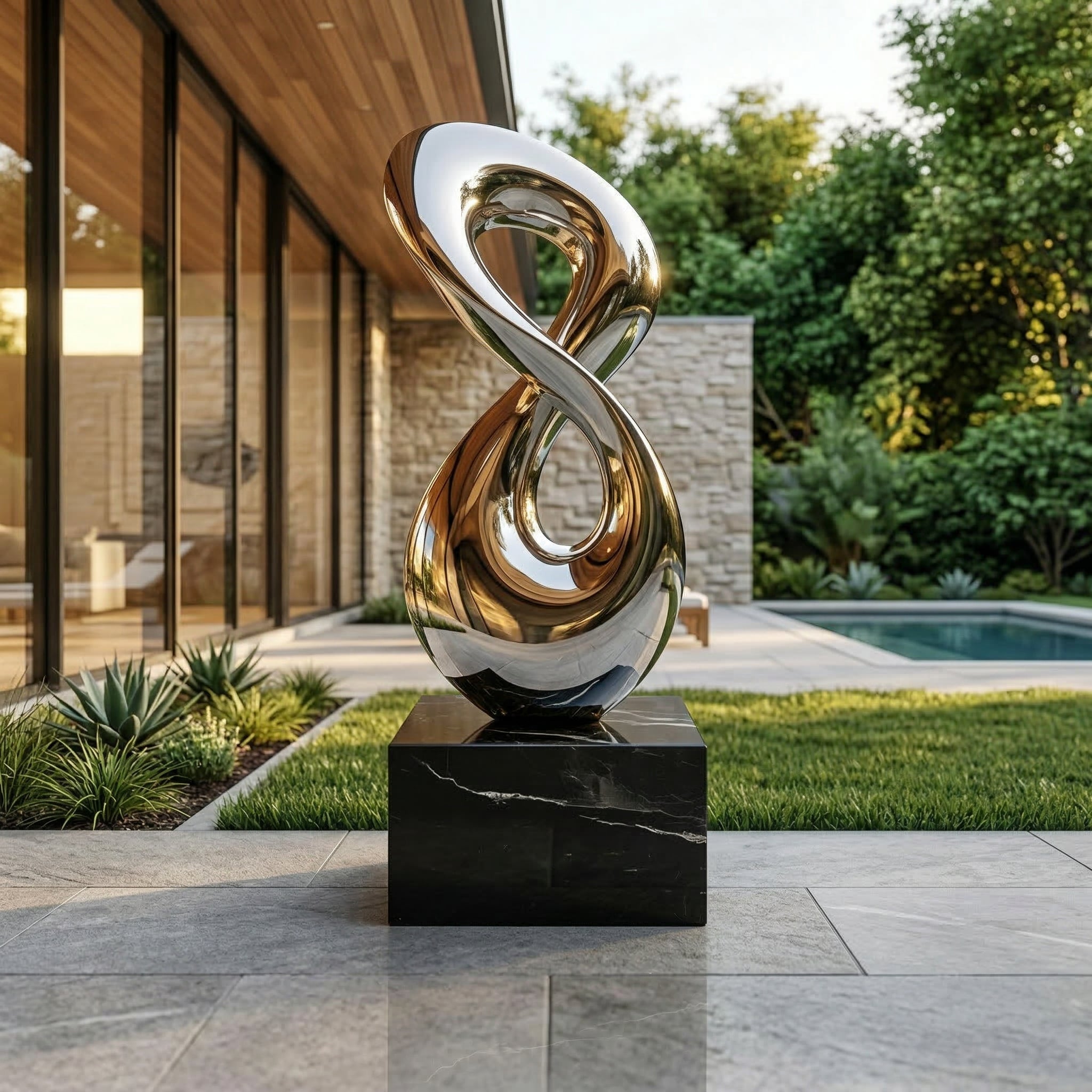Vela Stainless Steel Infinity Sculpture Poolside Loop VSSSS-5834