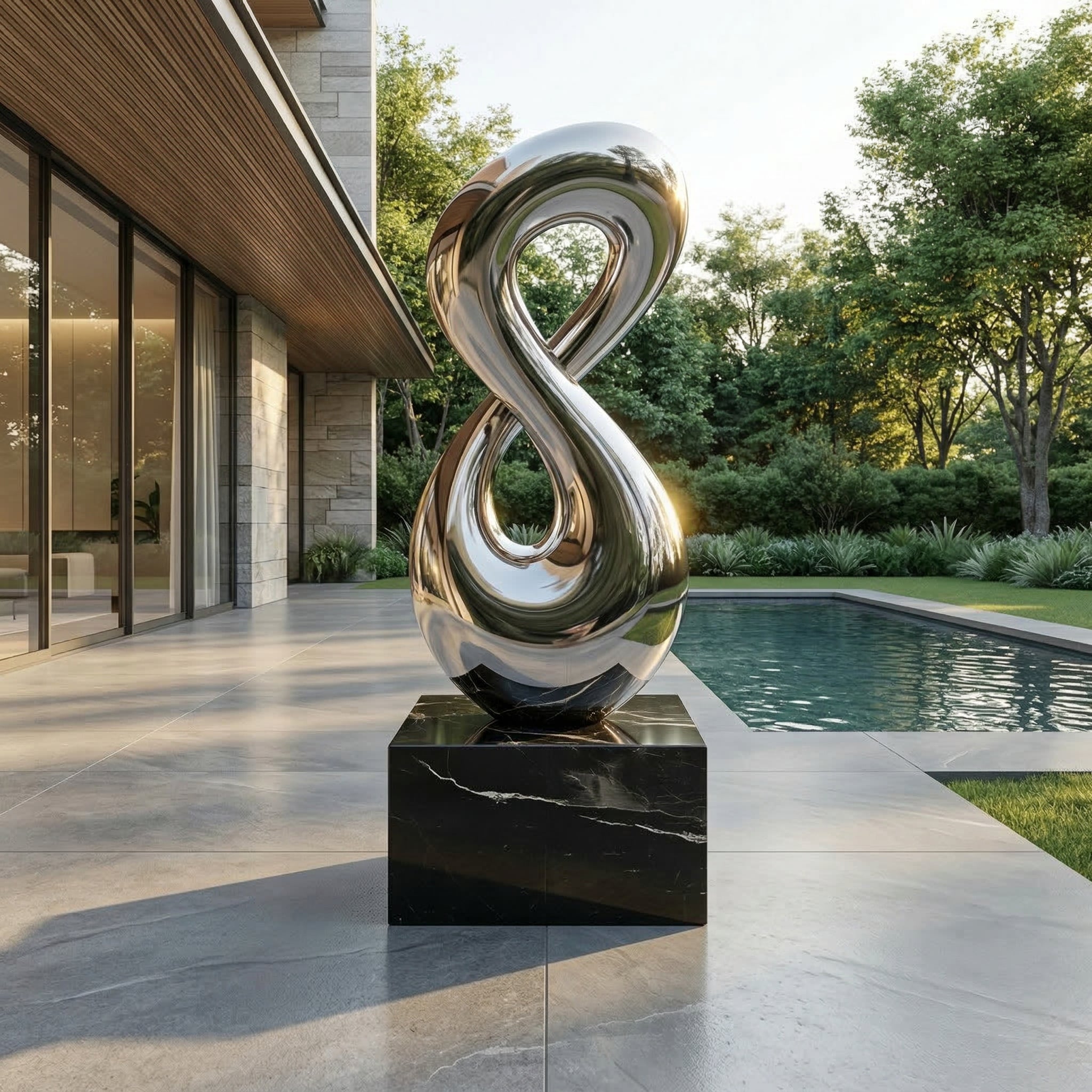Vela Stainless Steel Infinity Sculpture Poolside Loop VSSSS-5834