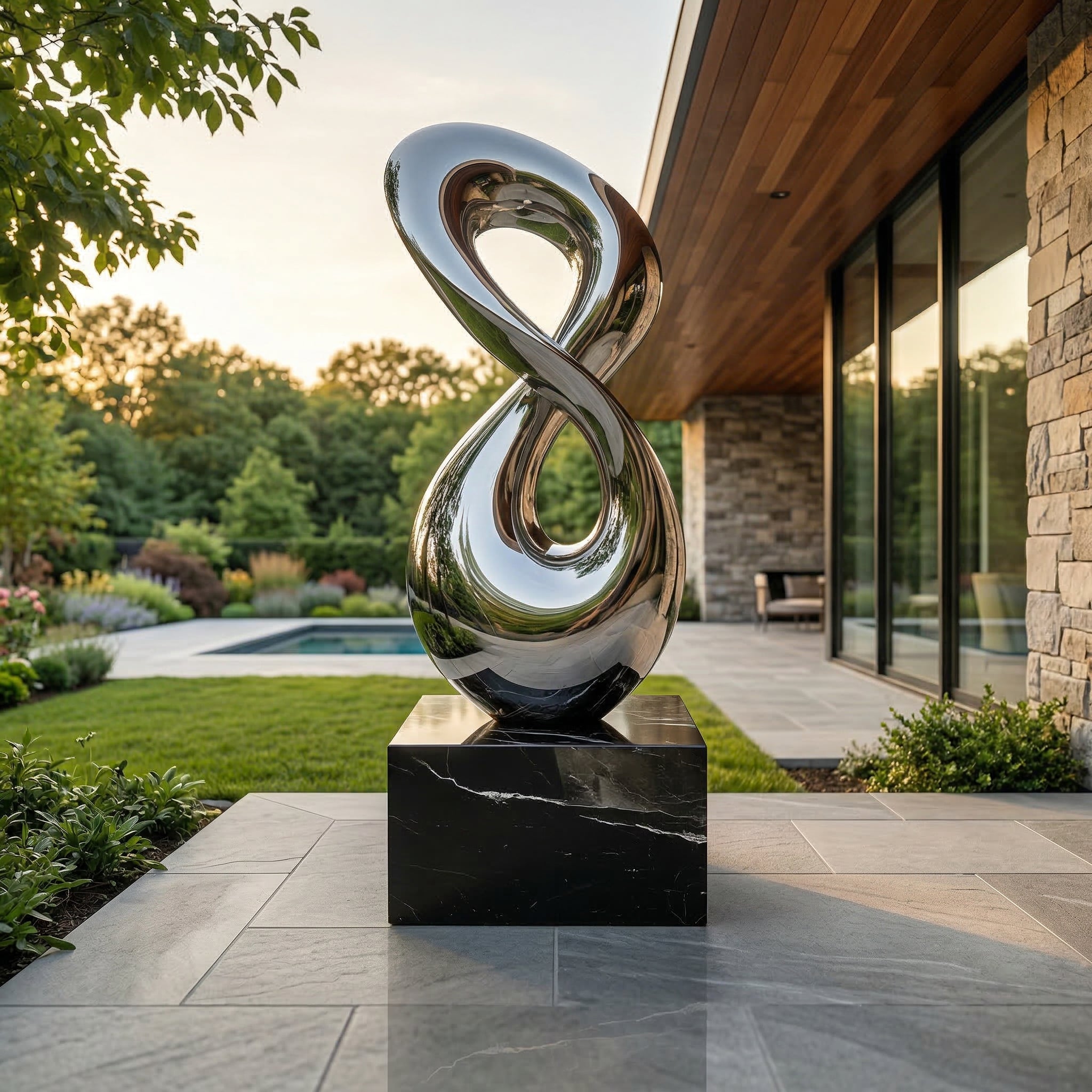 Vela Stainless Steel Infinity Sculpture Poolside Loop VSSSS-5834