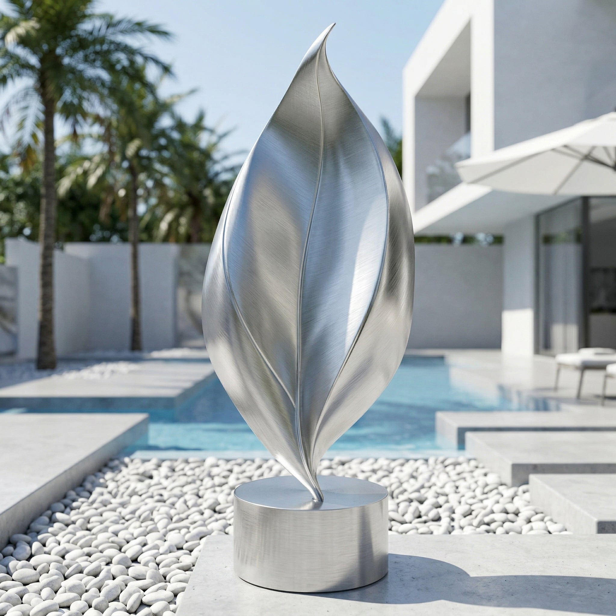 Vela-Stainless-Steel-Leaf-Flame-Sculpture-Poolside-Ridge-VSSSS-3561-01