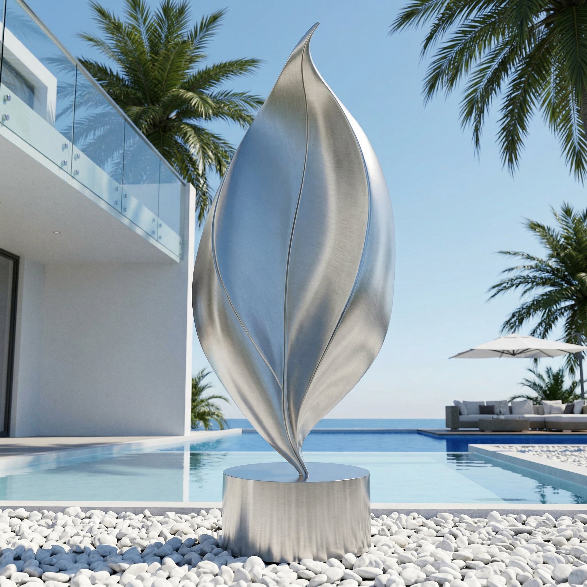 Vela-Stainless-Steel-Leaf-Flame-Sculpture-Poolside-Ridge-VSSSS-3561-05