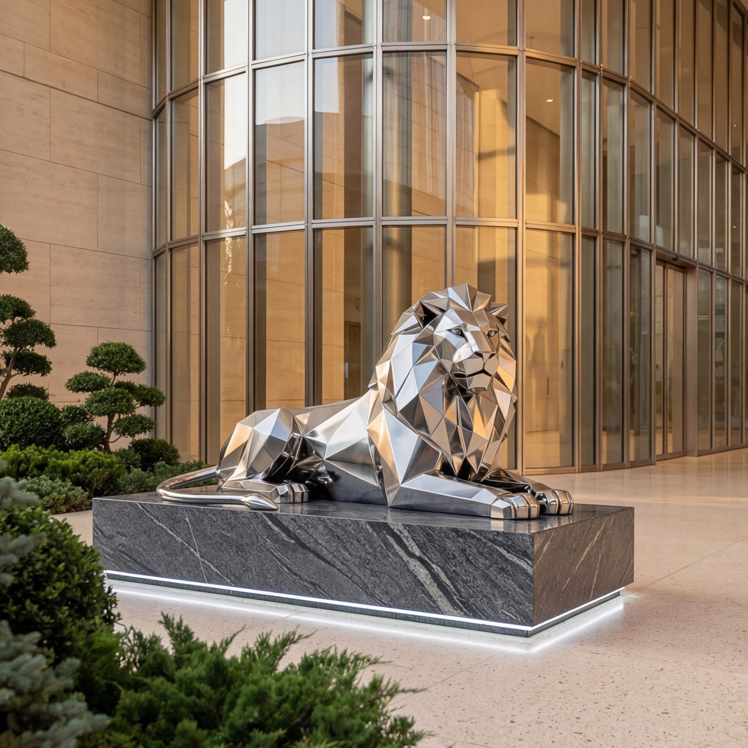 Vela Stainless Steel Lion Sculpture Entrance & Driveway VSSS-7811
