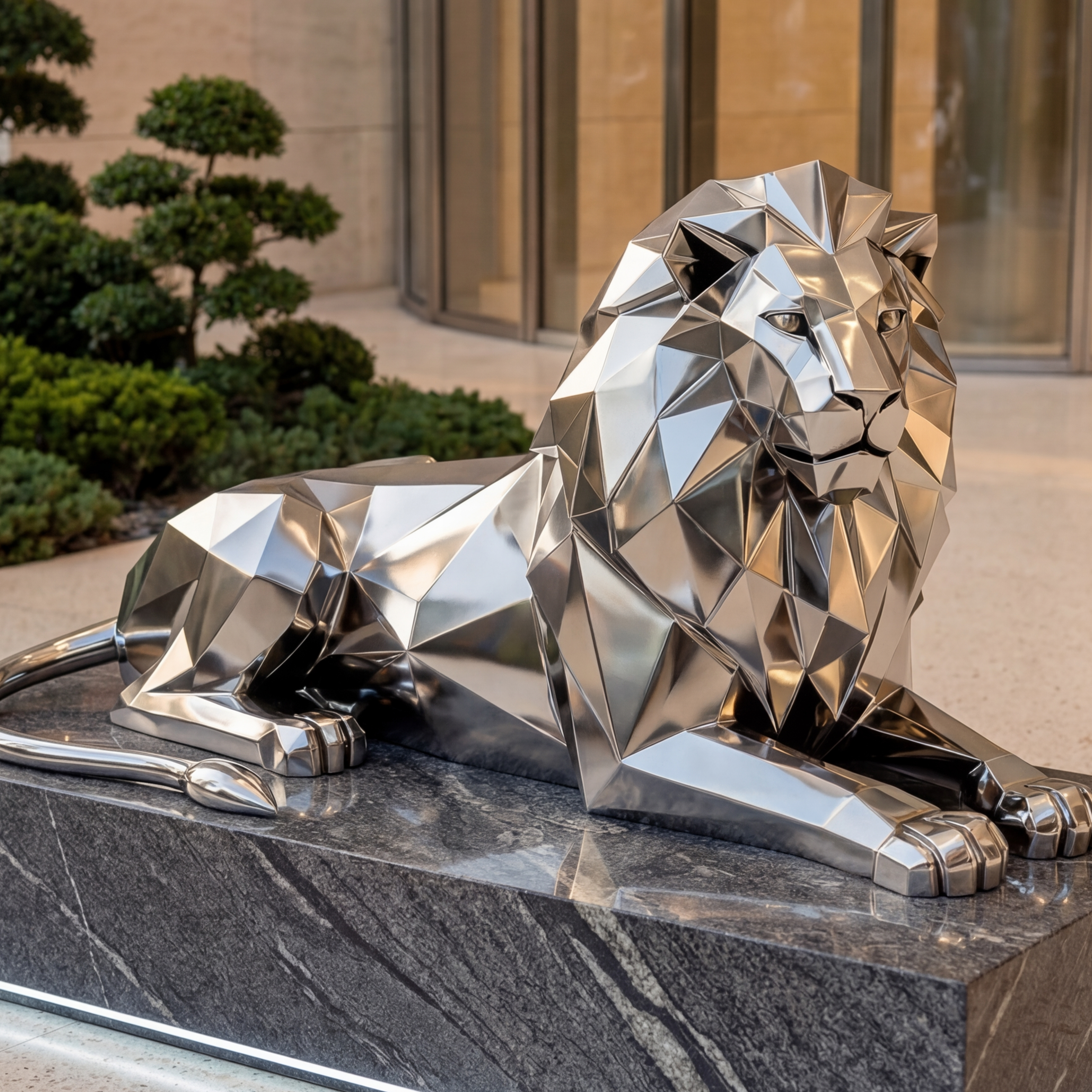 Vela Stainless Steel Lion Sculpture Entrance & Driveway VSSS-7811