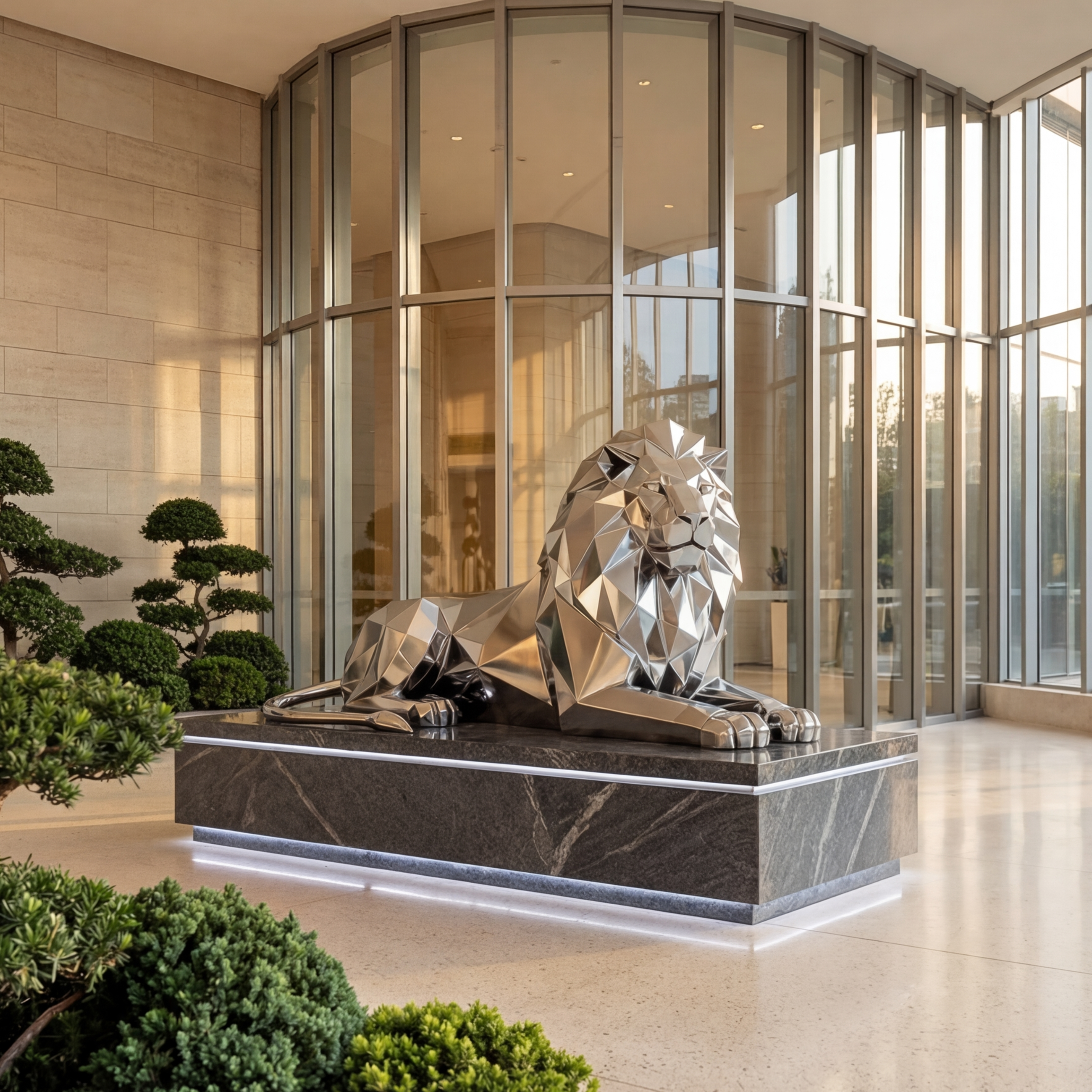Vela Stainless Steel Lion Sculpture Entrance & Driveway VSSS-7811
