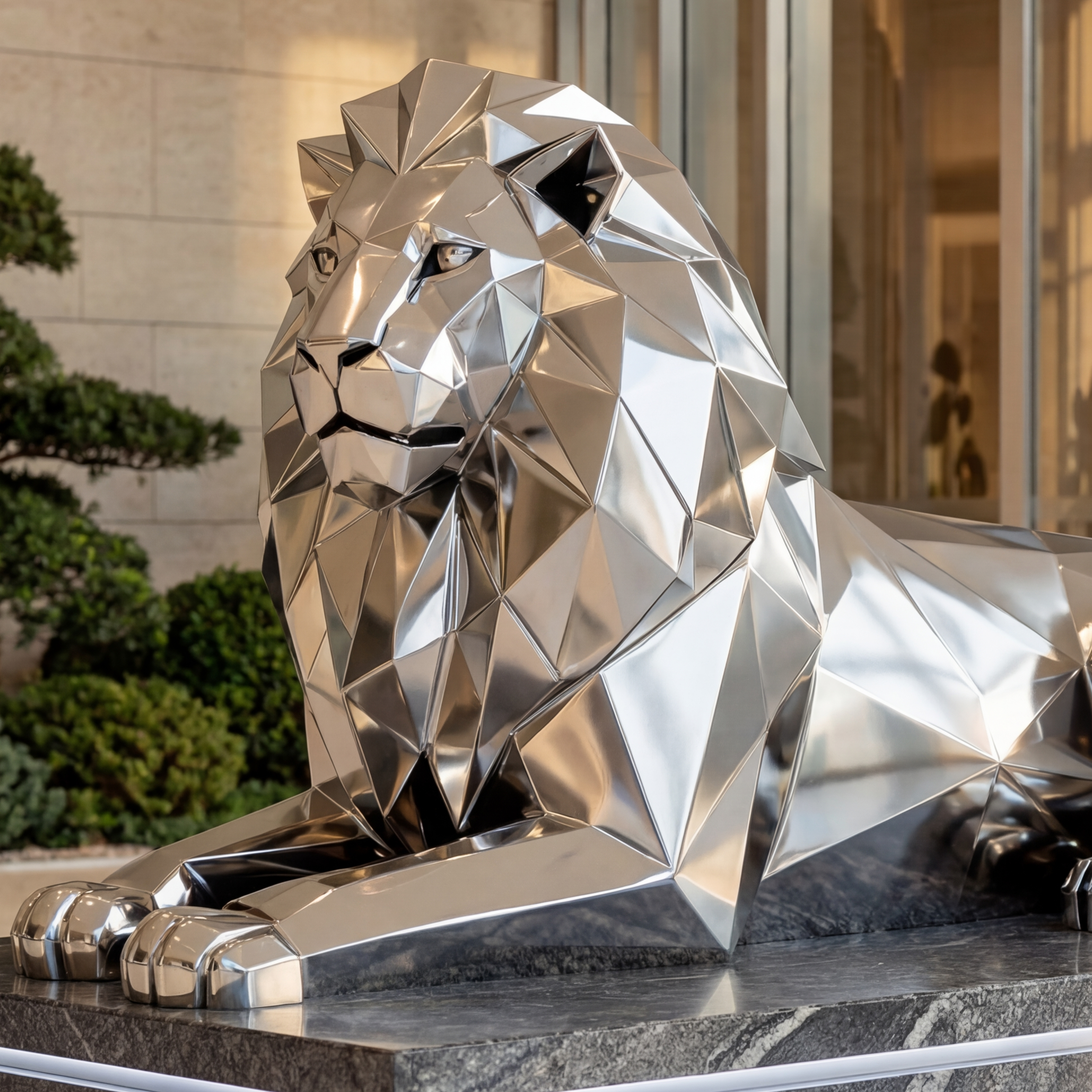 Vela Stainless Steel Lion Sculpture Entrance & Driveway VSSS-7811