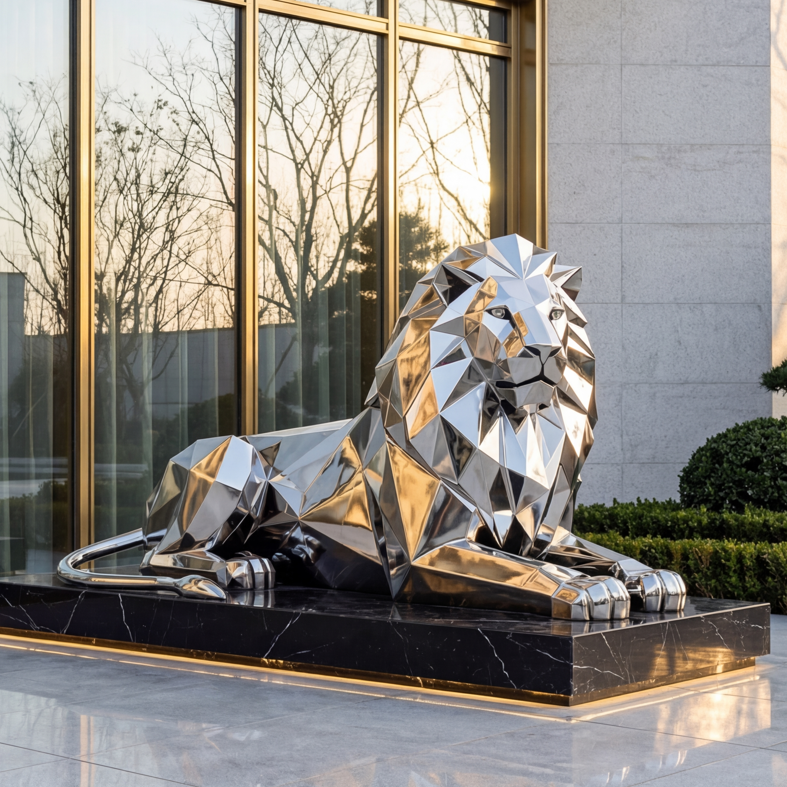 Vela Stainless Steel Lion Sculpture Entrance & Driveway VSSS-7811