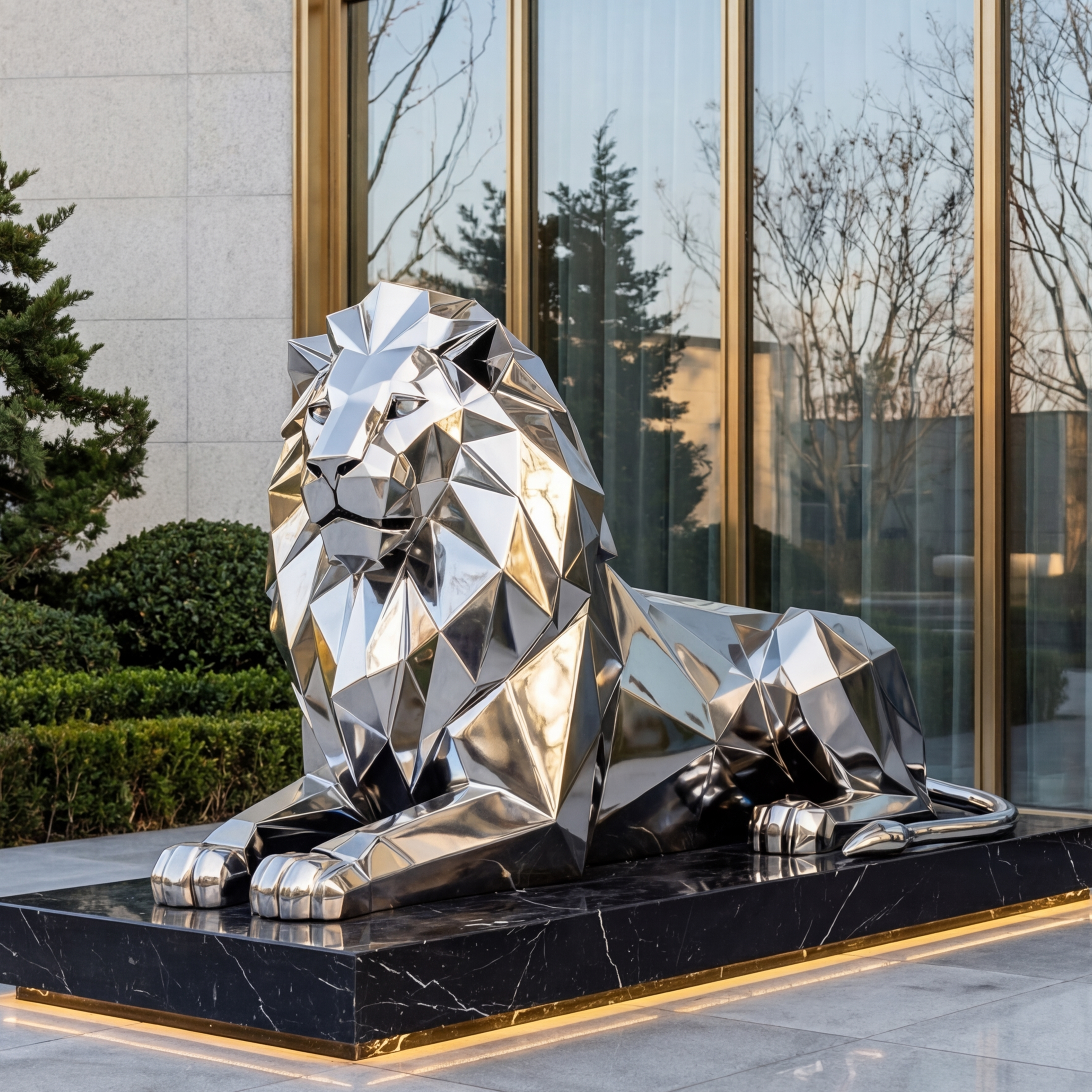 Vela Stainless Steel Lion Sculpture Entrance & Driveway VSSS-7811