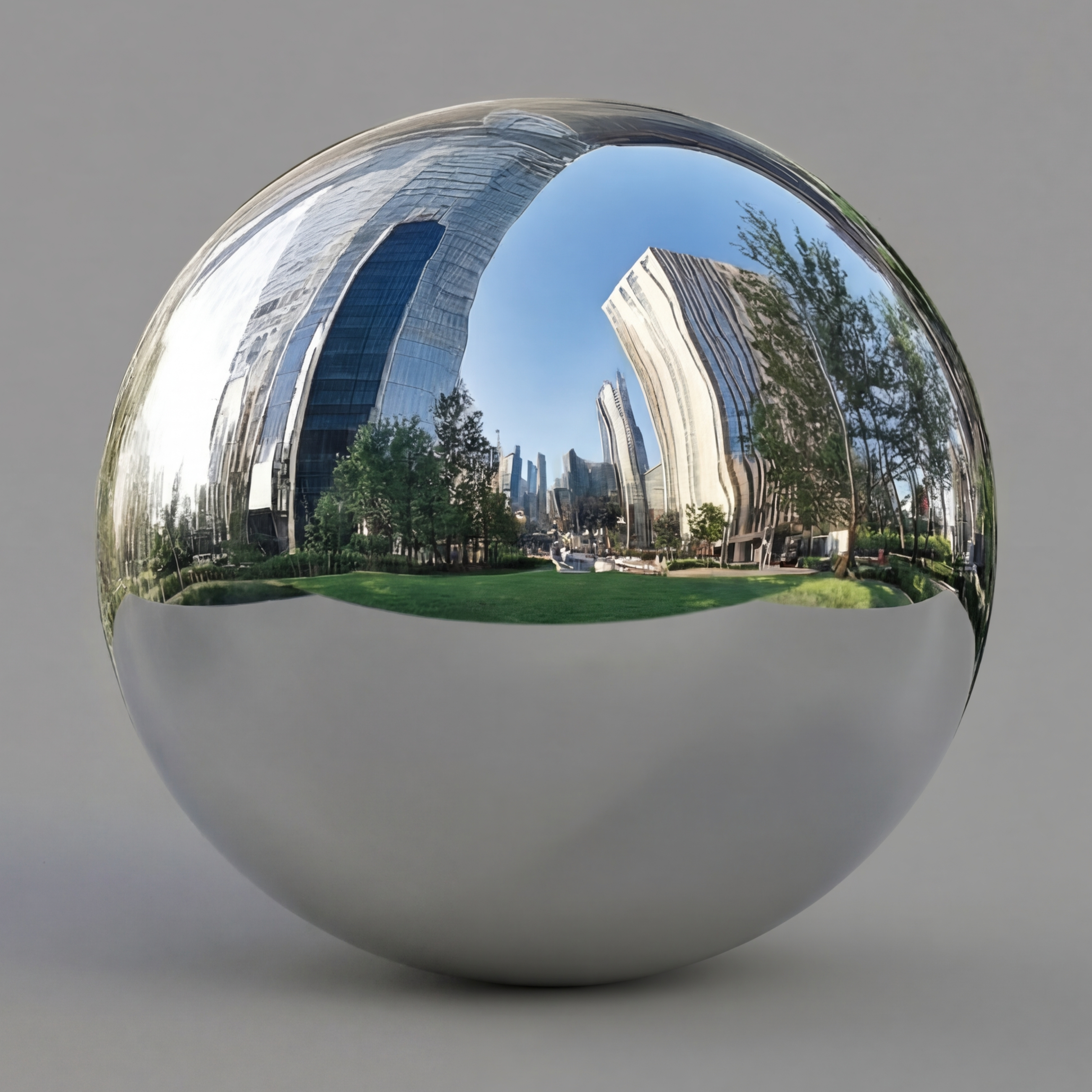Vela Stainless Steel Minimalist Abstract Sphere Sculpture Garden Reflection VSSSS-9097