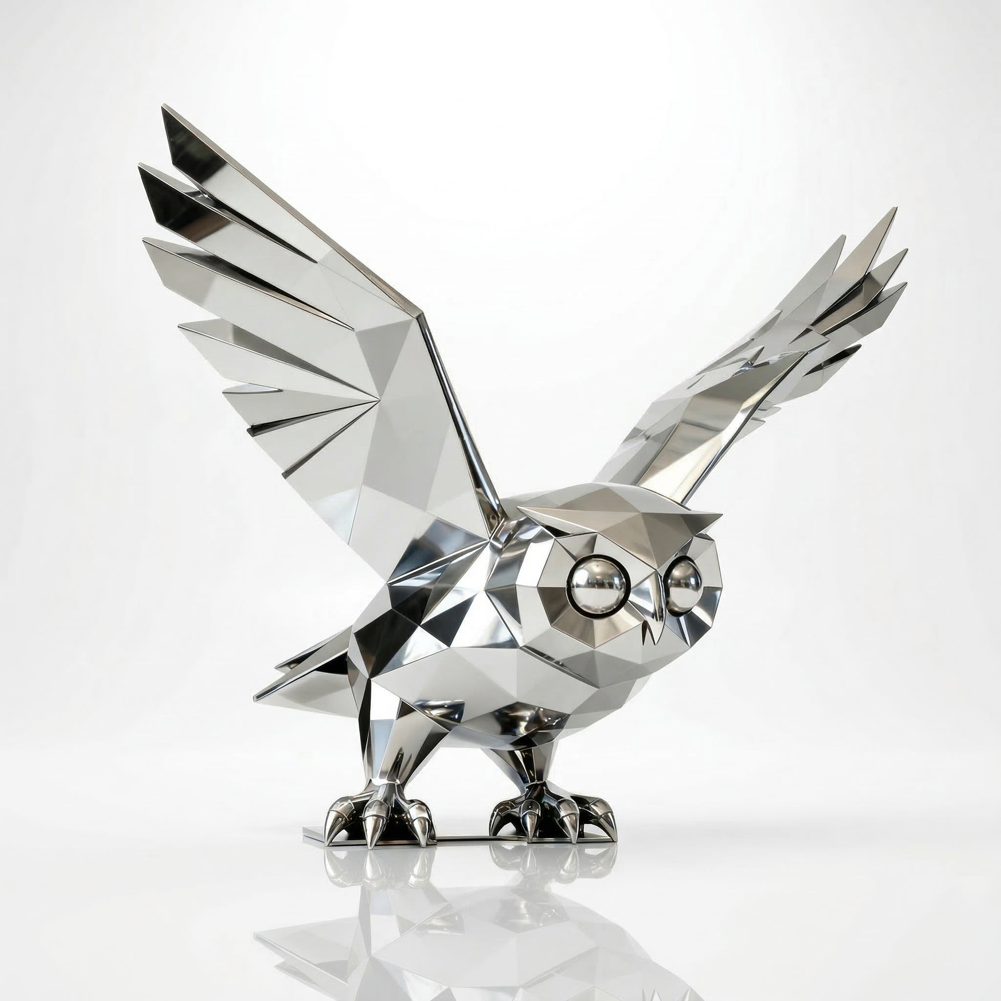 Vela-Stainless-Steel-Owl-Sculpture-Faceted-Garden-Plinth-VSSSS-941-04