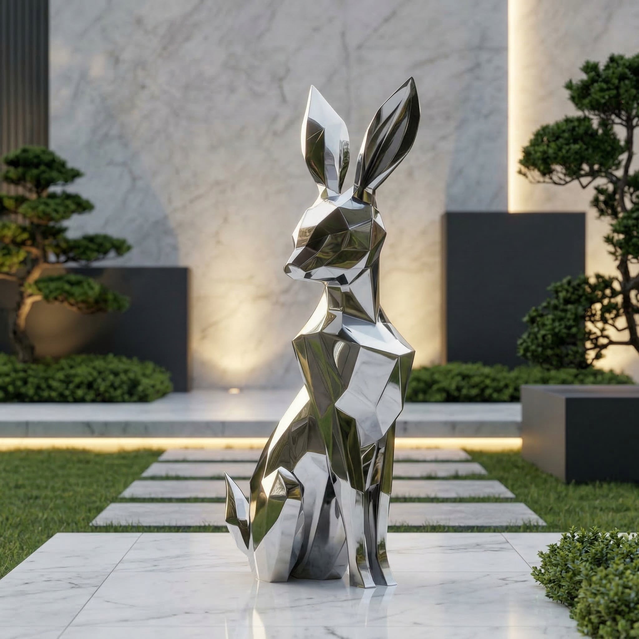 Vela-Stainless-Steel-Rabbit-Sculpture-Faceted-Garden-Figure-VSSSS-958-01