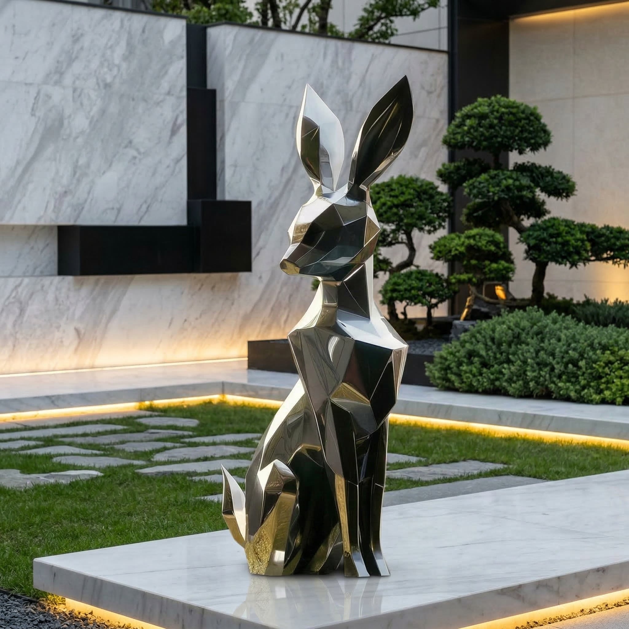Vela-Stainless-Steel-Rabbit-Sculpture-Faceted-Garden-Figure-VSSSS-958-03