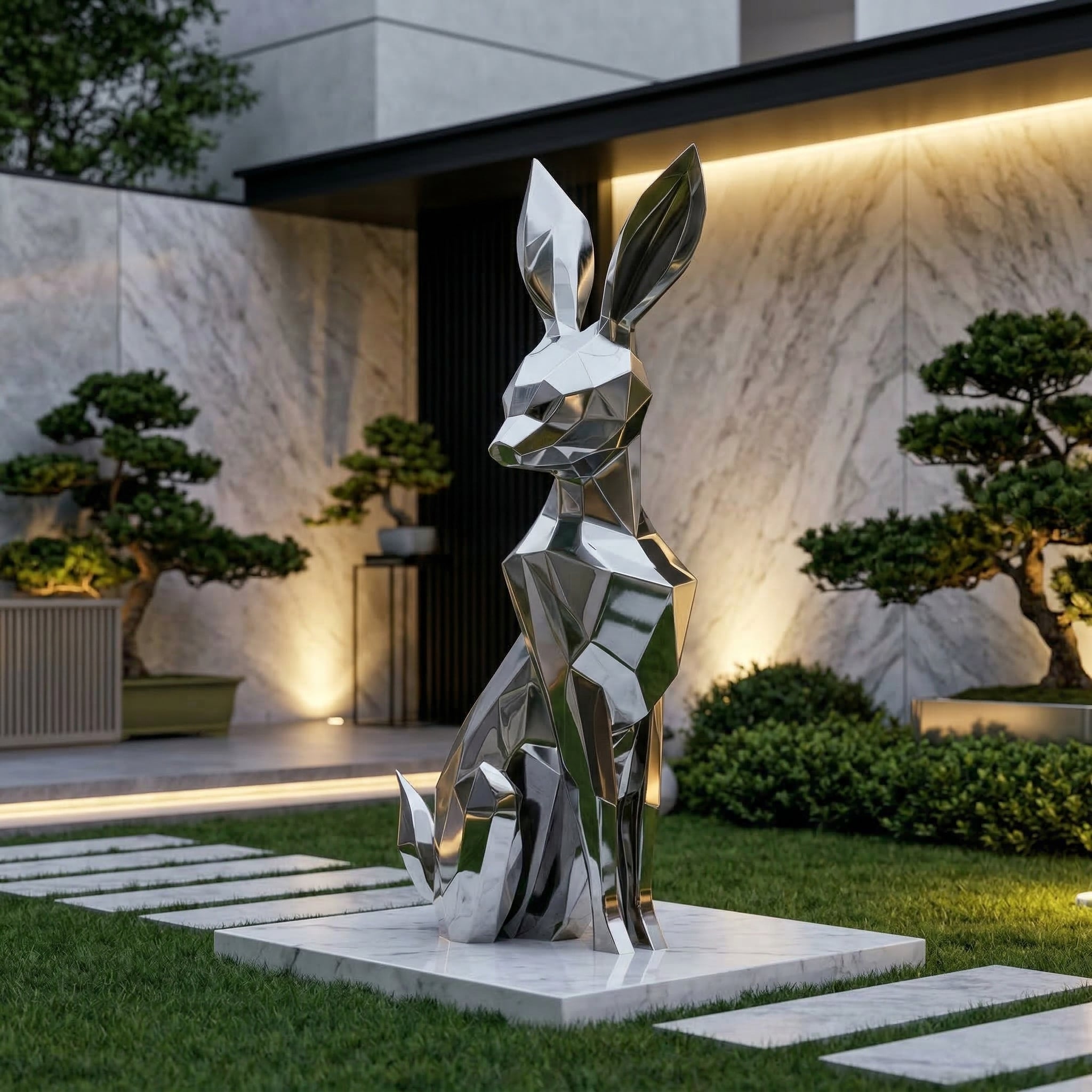 Vela-Stainless-Steel-Rabbit-Sculpture-Faceted-Garden-Figure-VSSSS-958-04