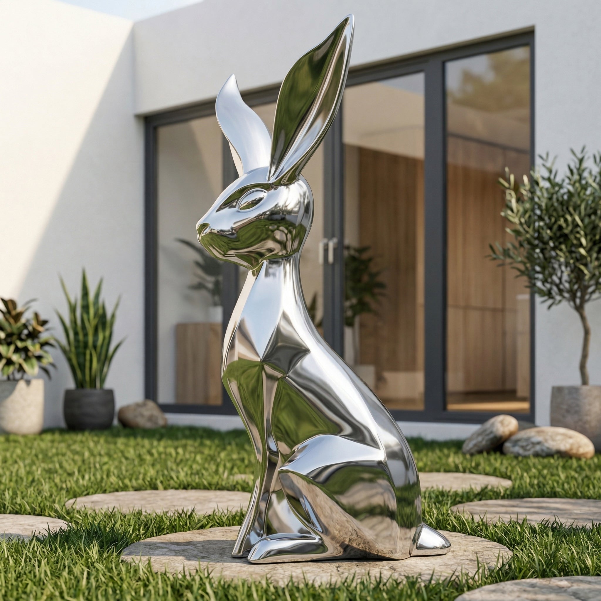 Vela-Stainless-Steel-Rabbit-Sculpture-Faceted-Seated-Form-VSSSS-482-02