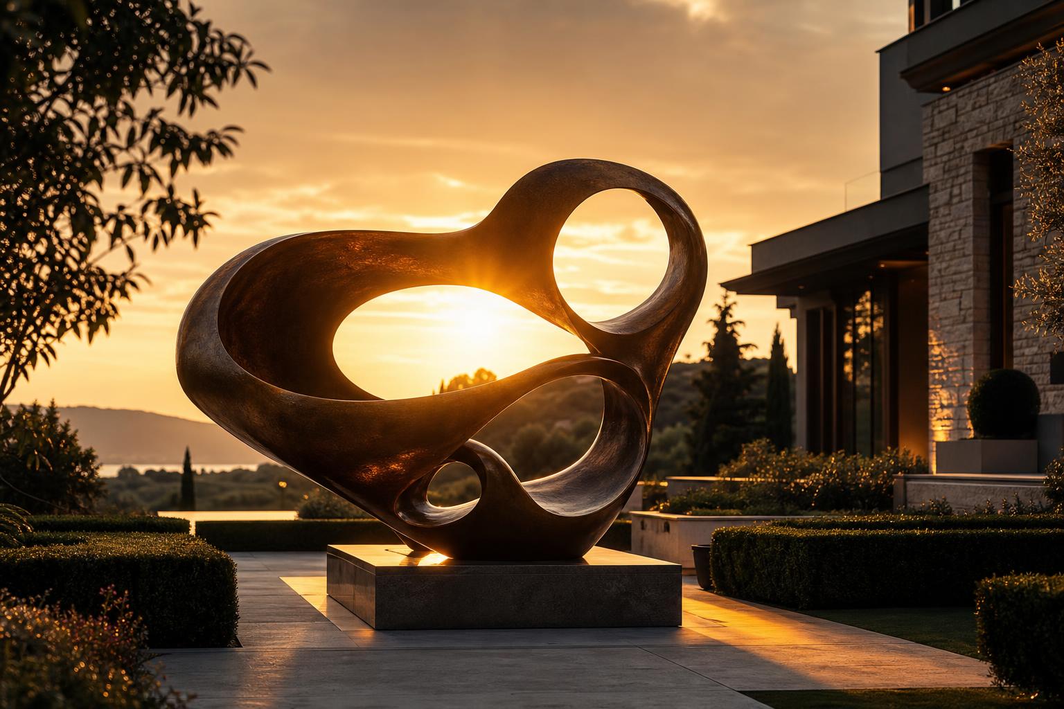 A monumental sculpture created for a private landscape